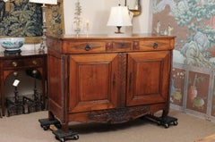 Early 19th Century Walnut Buffet with Carved Apron, France, circa 1800