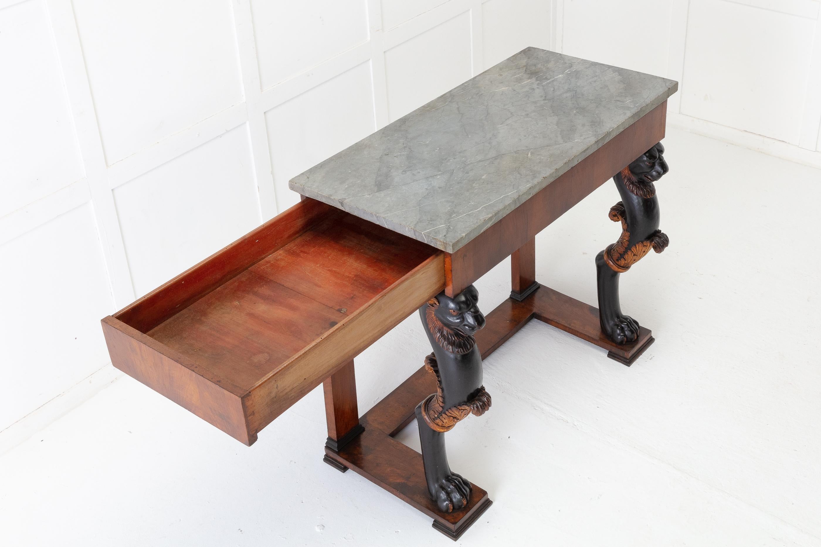 Early 19th Century Walnut Console Table with Marble Top 4