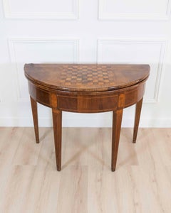 Early 19th Century Walnut Half-Moon Game Table
