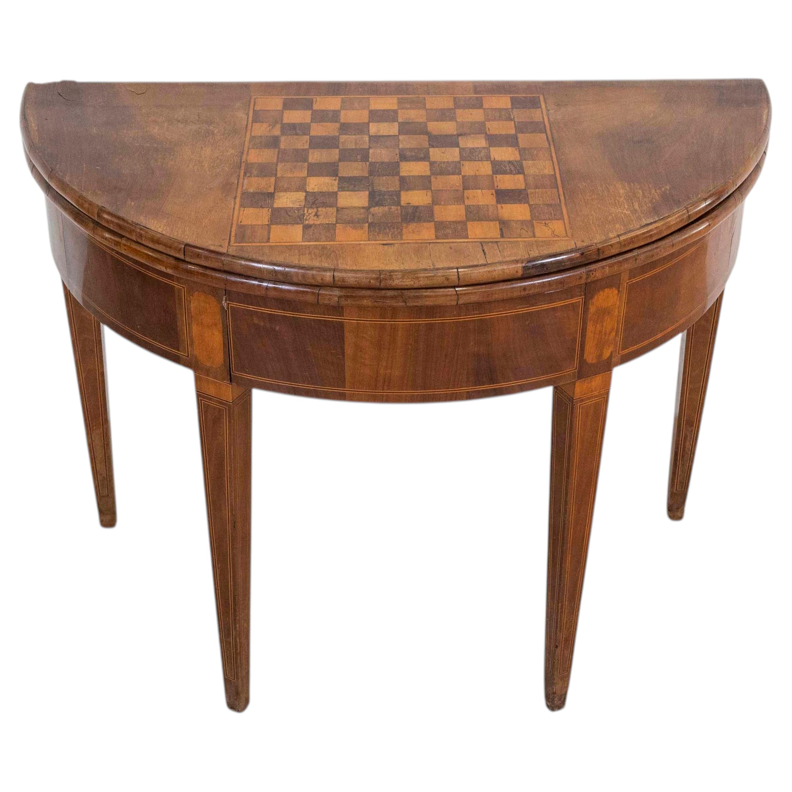 Early 19th Century Walnut Half-Moon Game Table