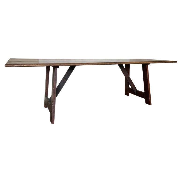 Early 19th Century Walnut Refectory Farm Table For Sale