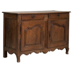 Early 19th Century Walnut Wood Louis XV Oak Buffet in Original Patina