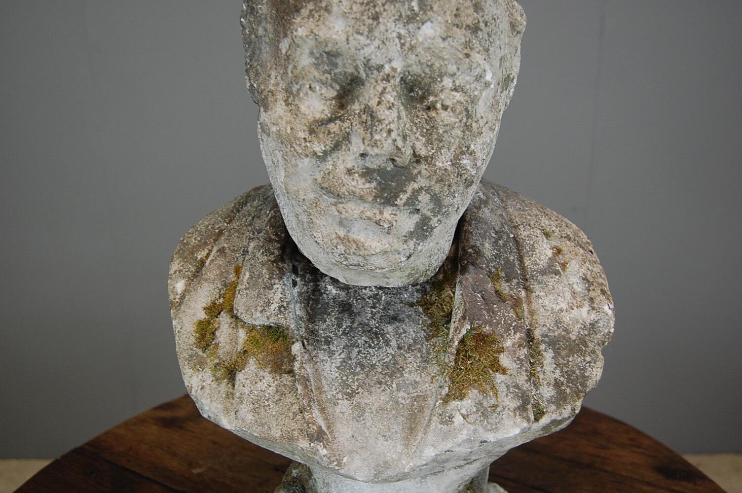 Limestone Early 19th Century Weathered Carved Stone Bust