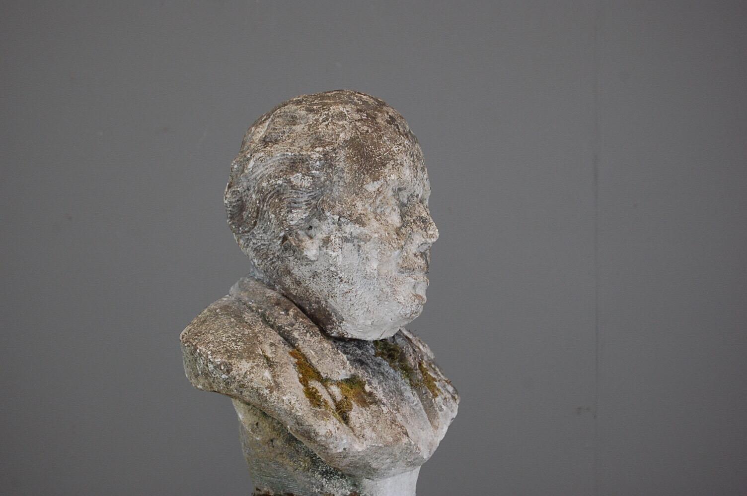 Early 19th Century Weathered Carved Stone Bust 1