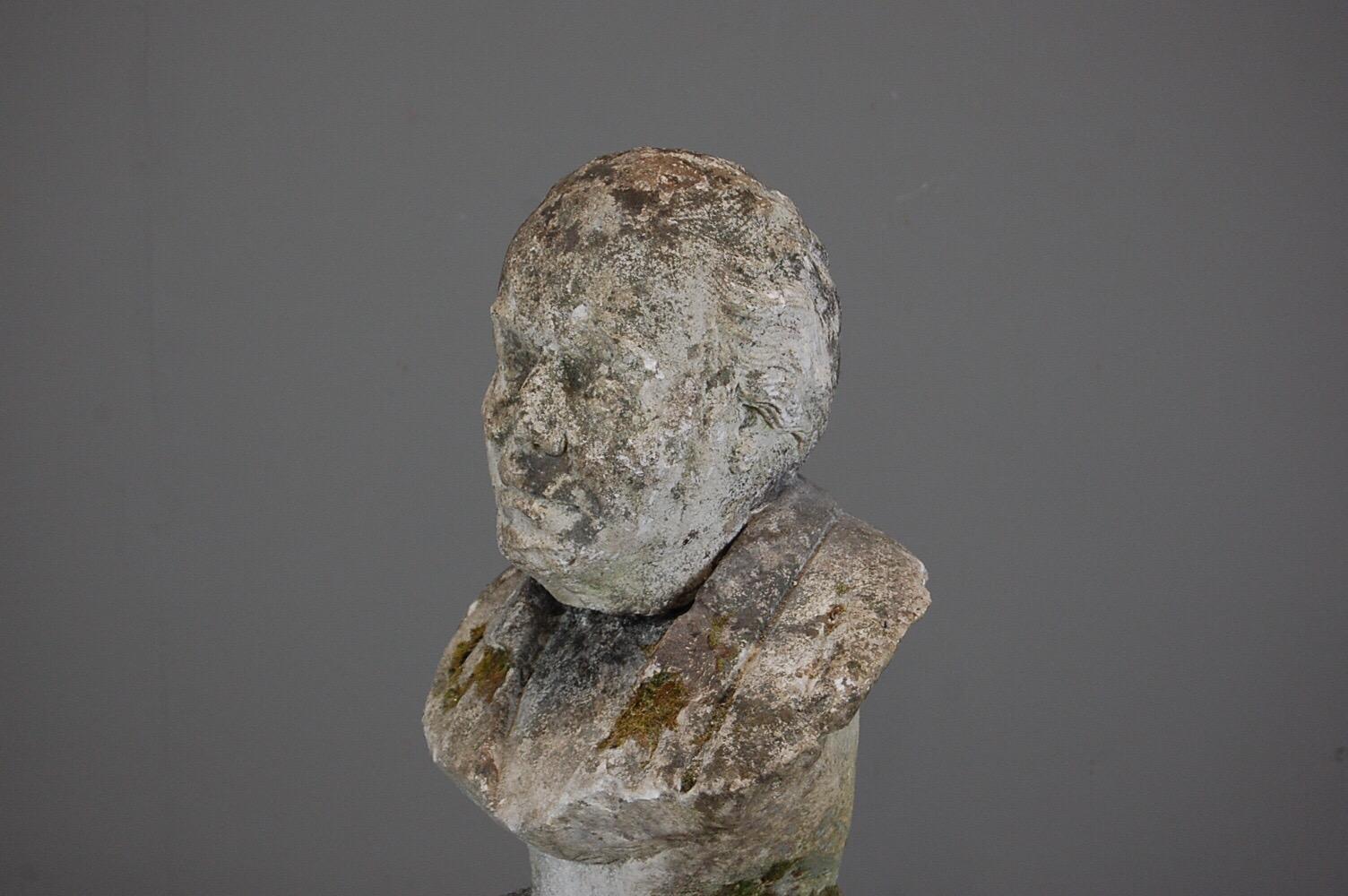 Early 19th Century Weathered Carved Stone Bust 2
