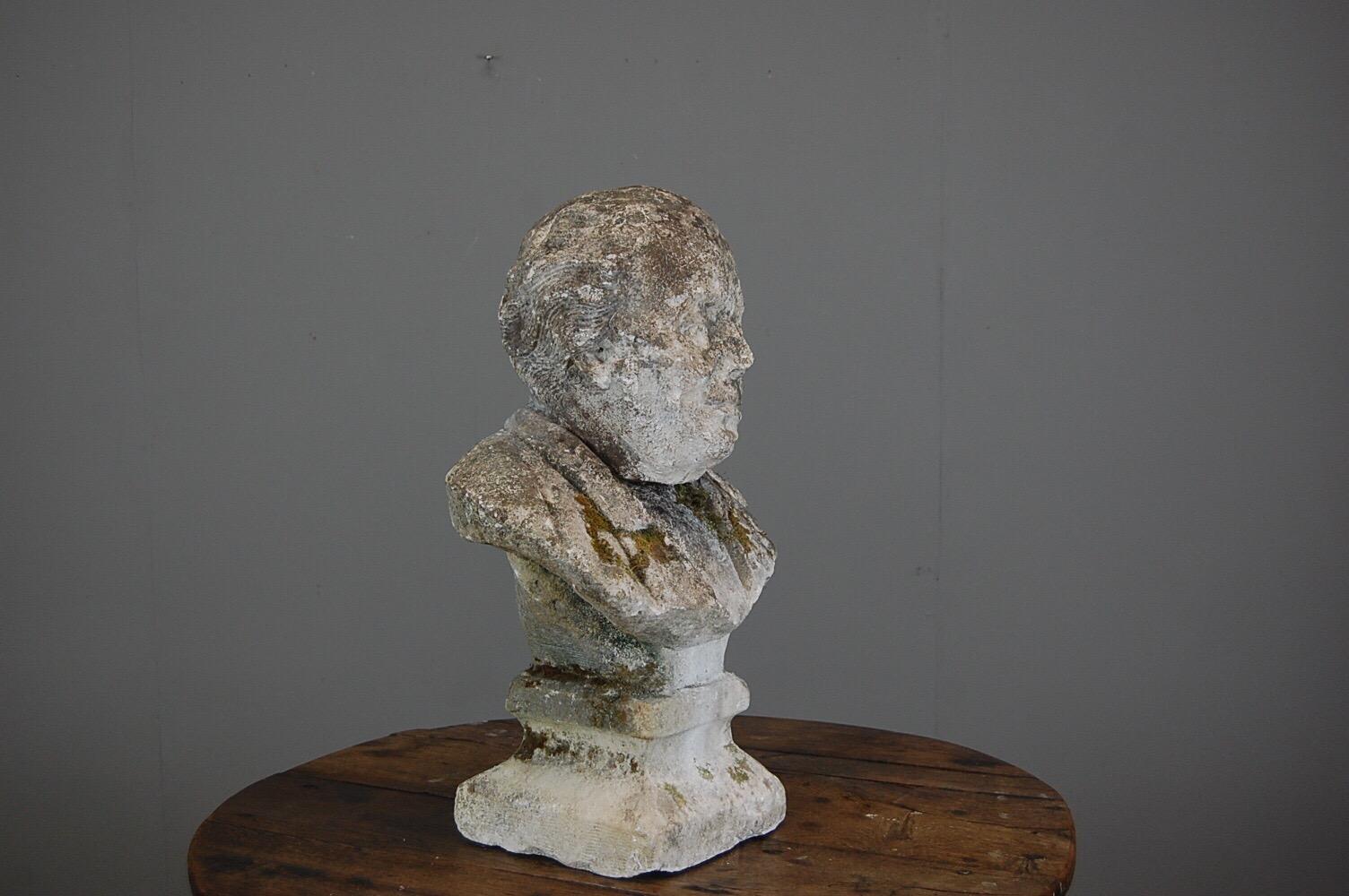 Early 19th Century Weathered Carved Stone Bust 3