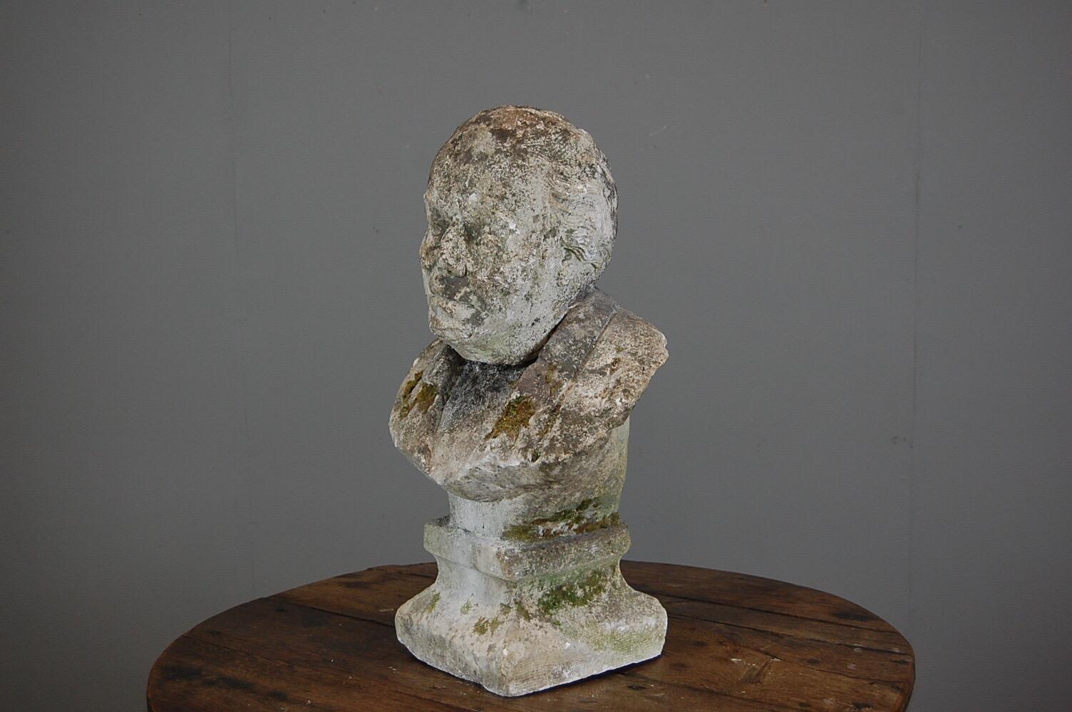 Early 19th Century Weathered Carved Stone Bust 4