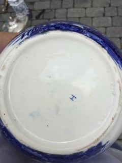 Early 19th Century Wedgwood Blue and White Porcelain Pitcher, Embossed Mark