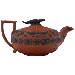 Vintage Early 19th Century Wedgwood Egyptian Revival Rosso Antico Teapot
