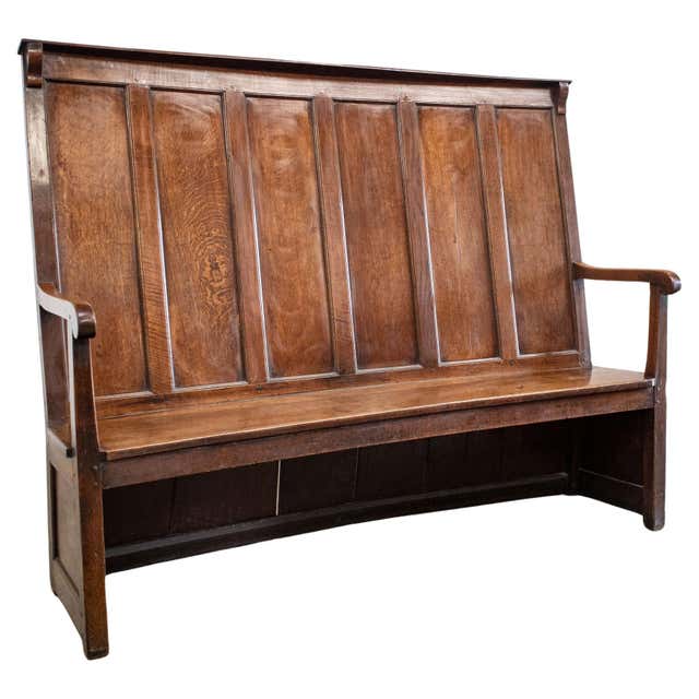 19th Century Barrel Back Rustic Pine Settle For Sale at 1stDibs