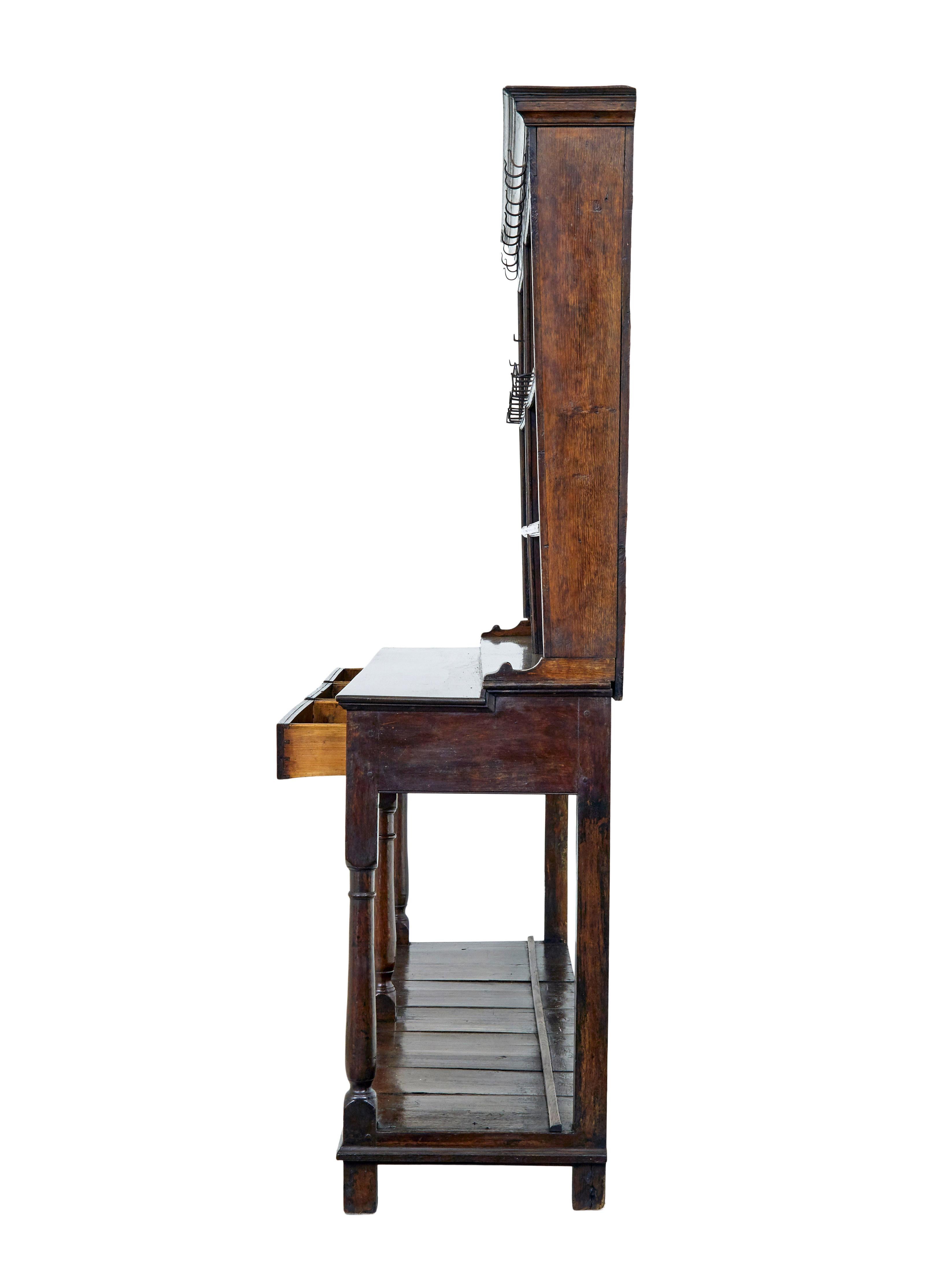 Hand-Carved Early 19th century Welsh oak dresser and rack