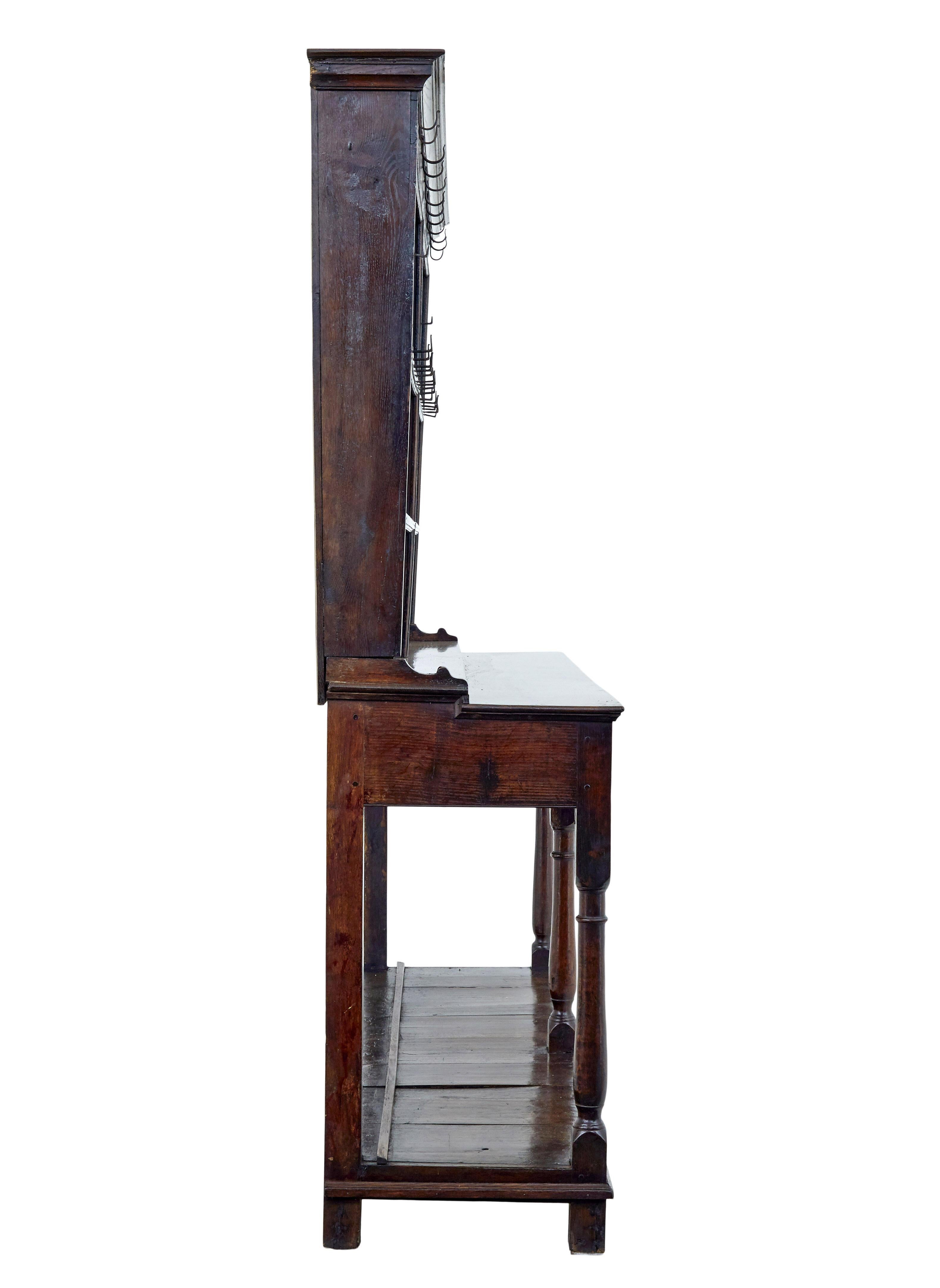 19th Century Early 19th century Welsh oak dresser and rack