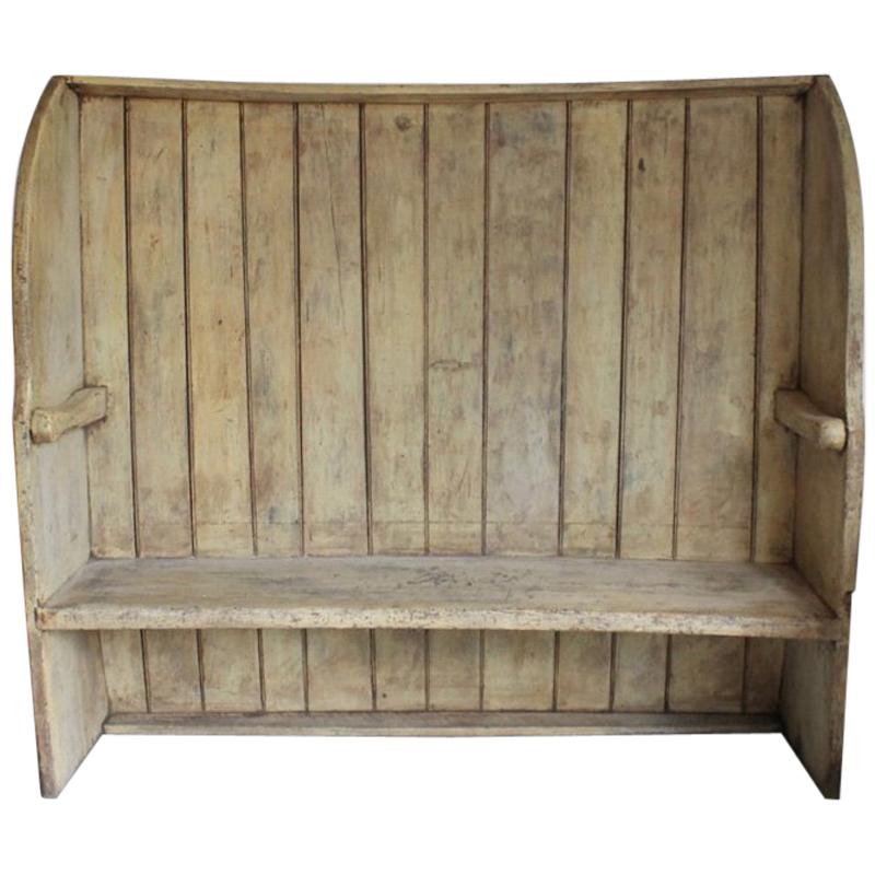 Early 19th Century West Country Original Painted Pine Settle Bench