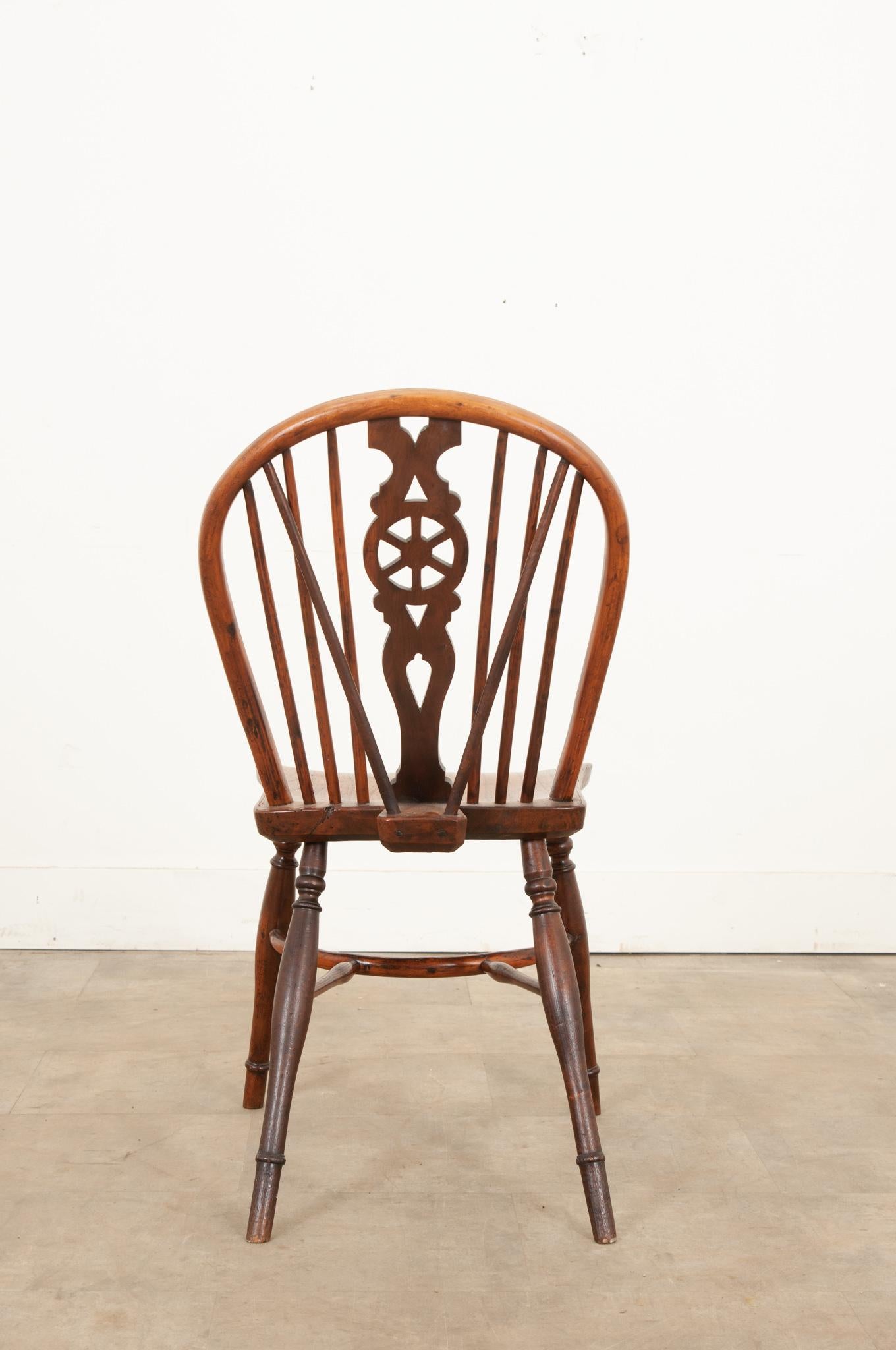 Oak Early 19th Century Wheelback Windsor Chair For Sale