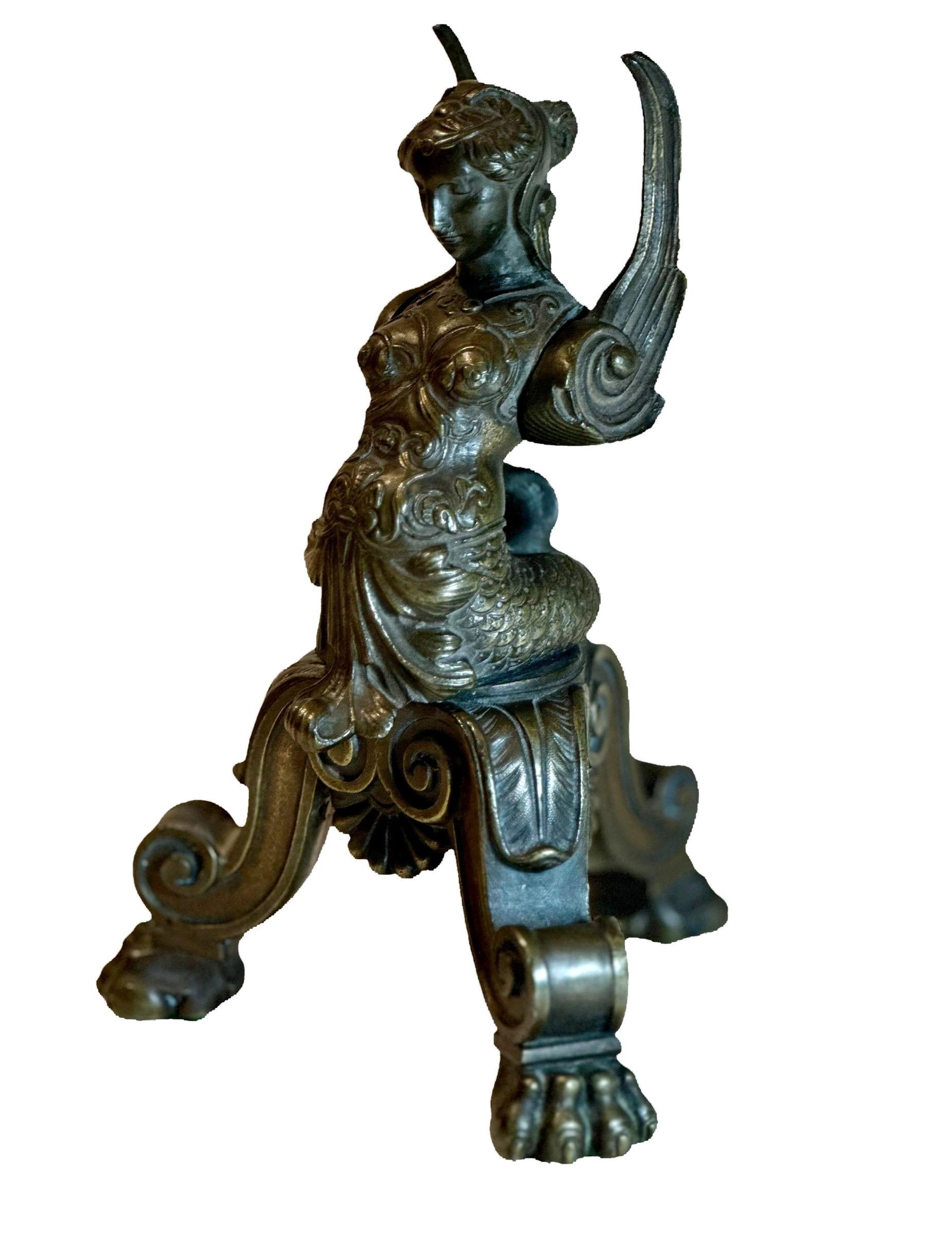 Inizio XIX secolo Sirena in bronzo con ali dell'inizio del XIX secolo in vendita