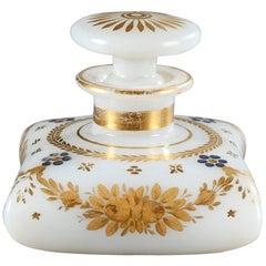 Early 19th Century White Opaline Perfume Bottle with Desvignes Decoration