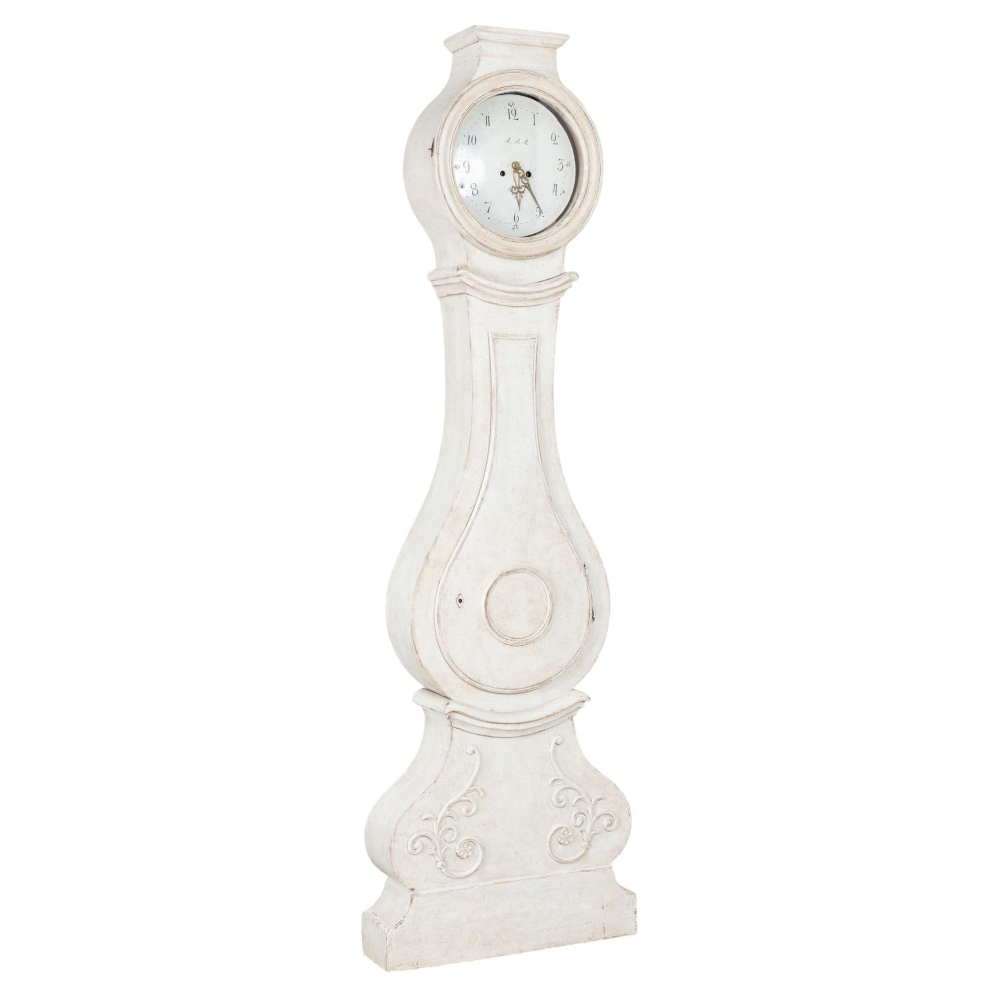 Early 19th Century White Swedish Mora Grandfather Clock