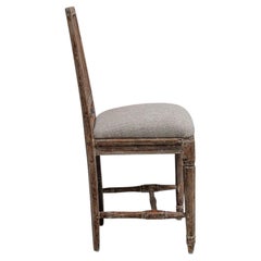 Chaise suédoise en bois blanc du début du XIXe siècle, avec assise rembourrée