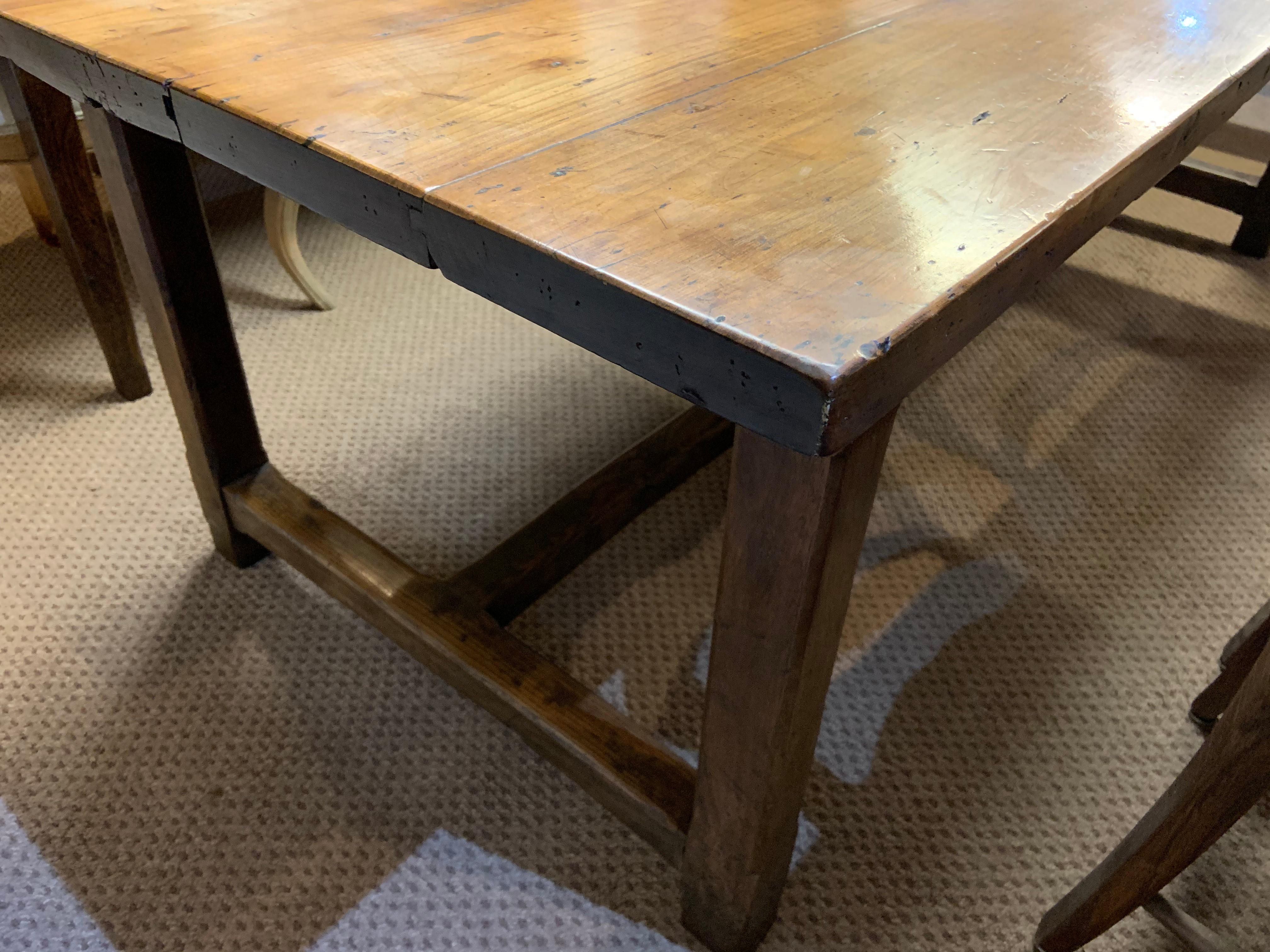 French Provincial Early 19th Century Wide Cherry Farmhouse Table