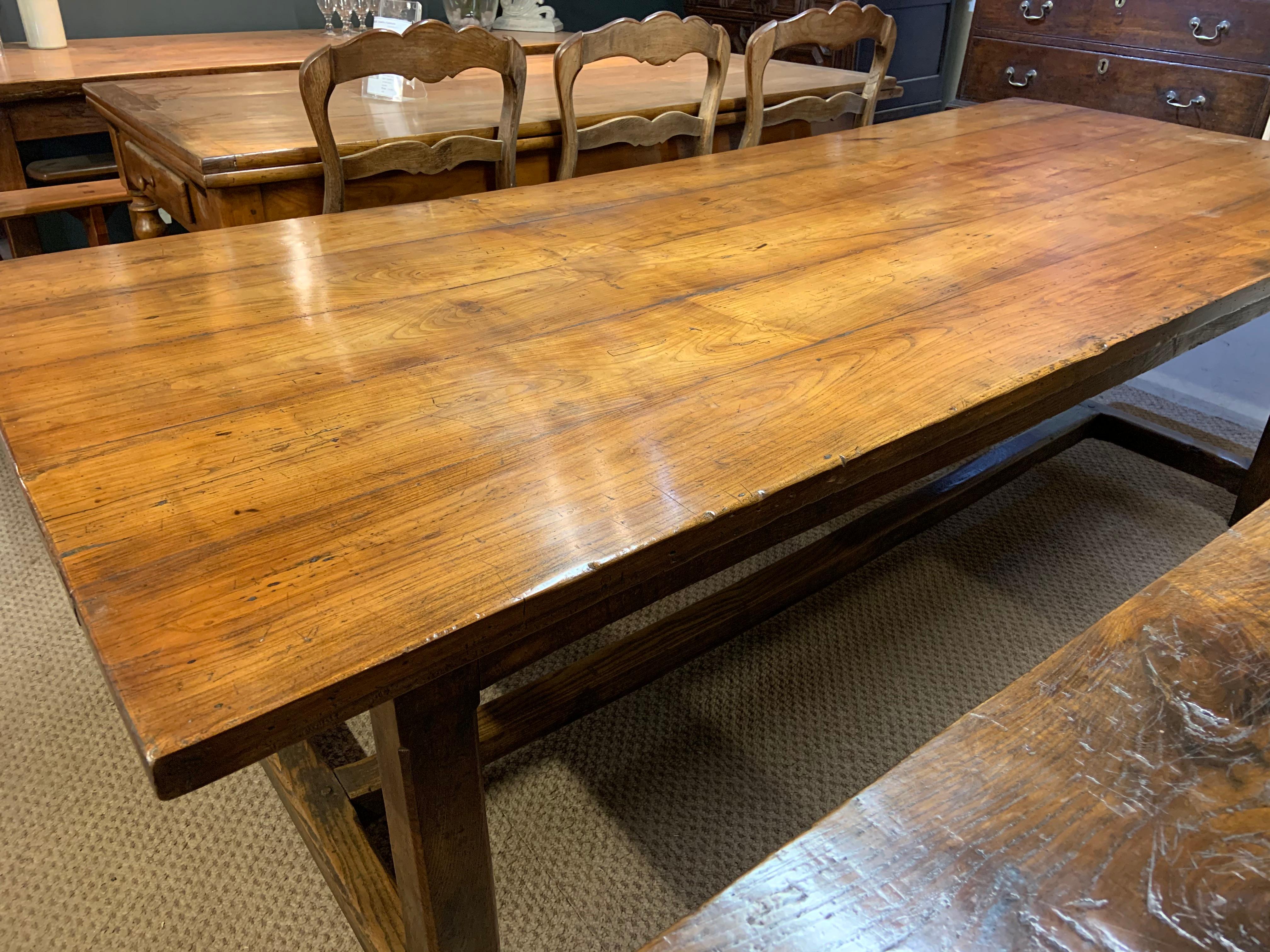 French Early 19th Century Wide Cherry Farmhouse Table