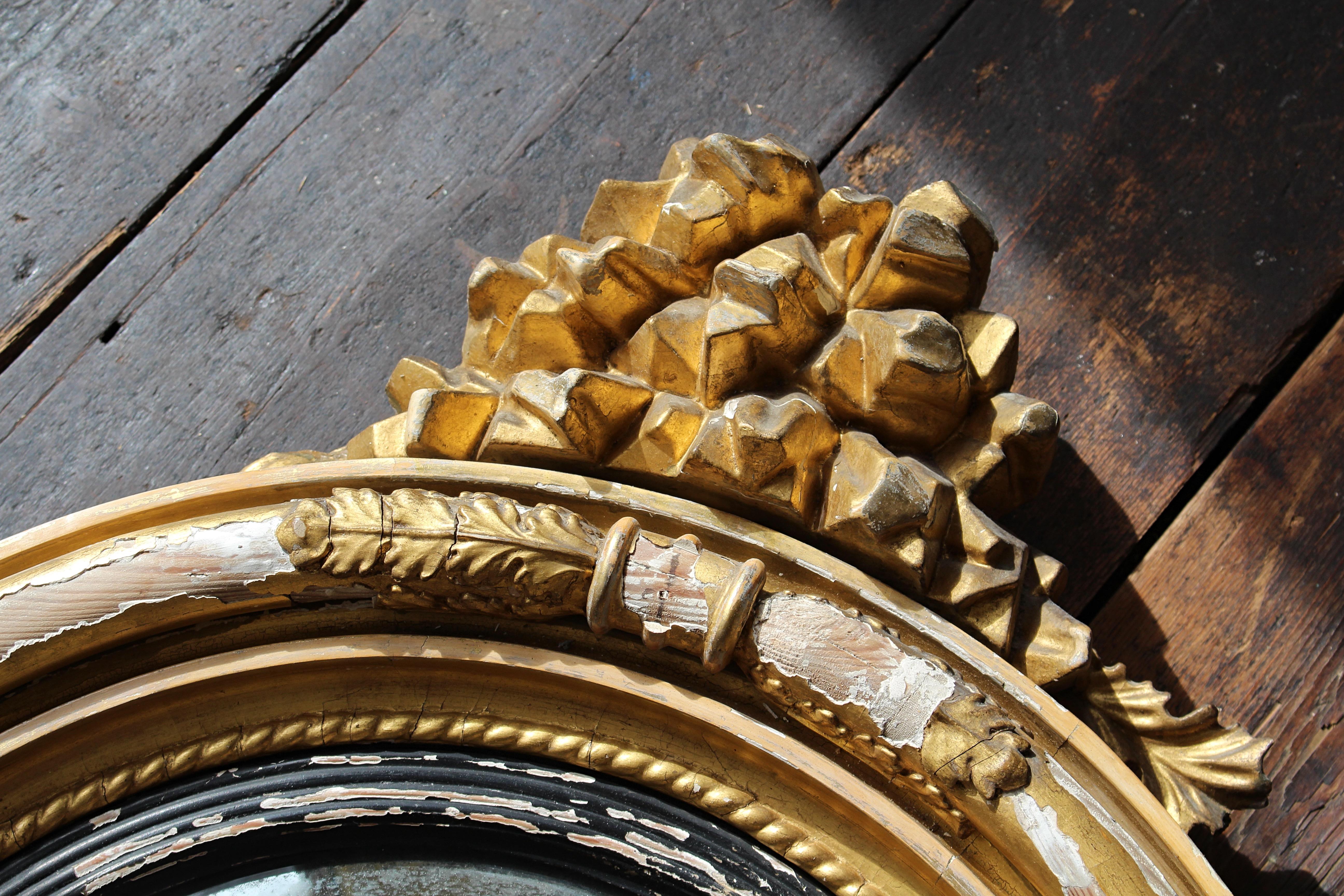 Early 19th Century William IV Gilt Convex Mirror Country House Antique For Sale 5