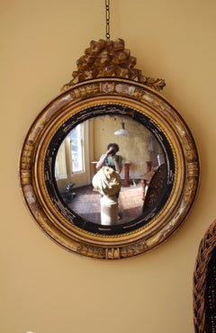 Early 19th Century William IV Gilt Convex Mirror Country House Antique