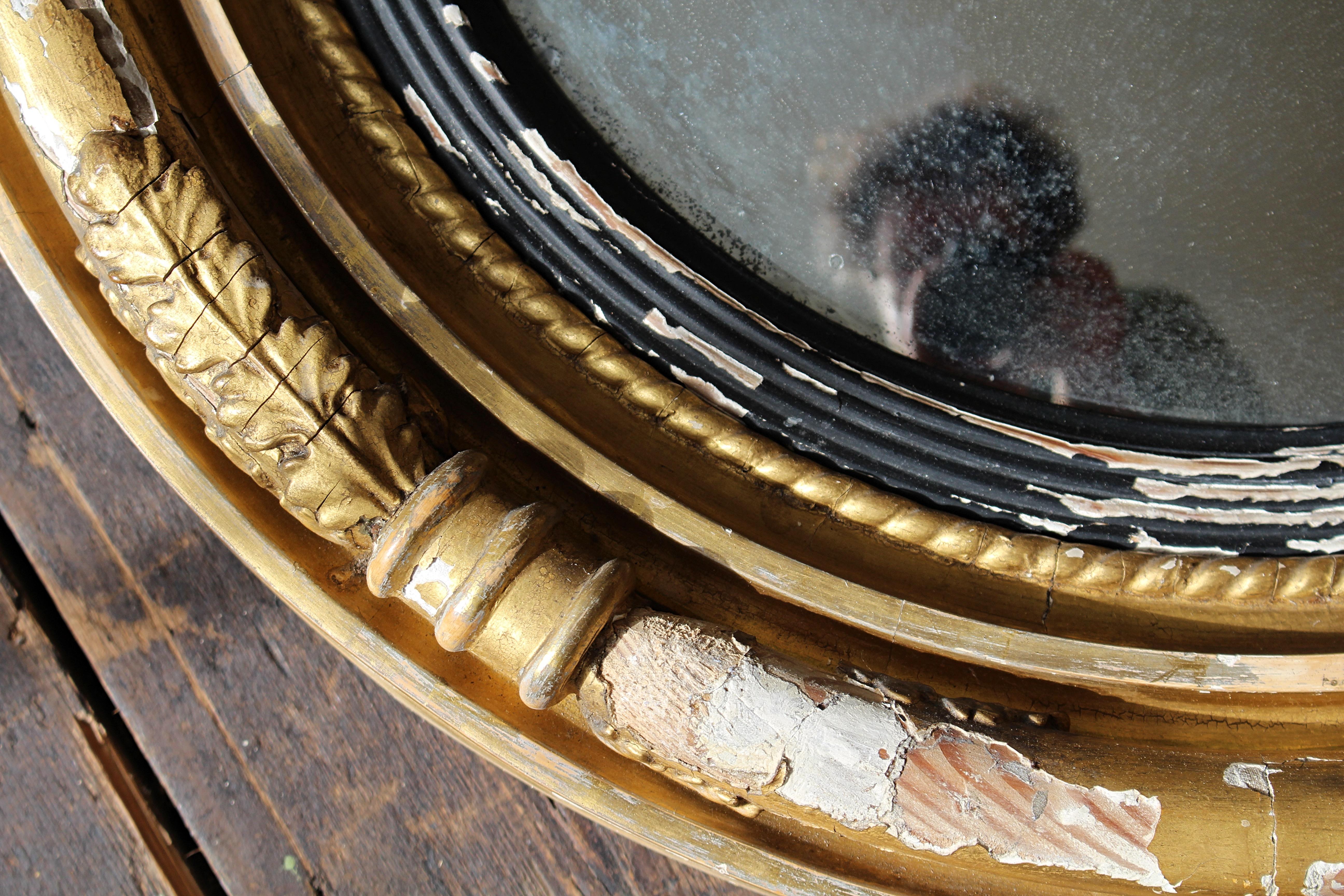 Early 19th Century William IV Gilt Convex Mirror Country House Antique For Sale 3