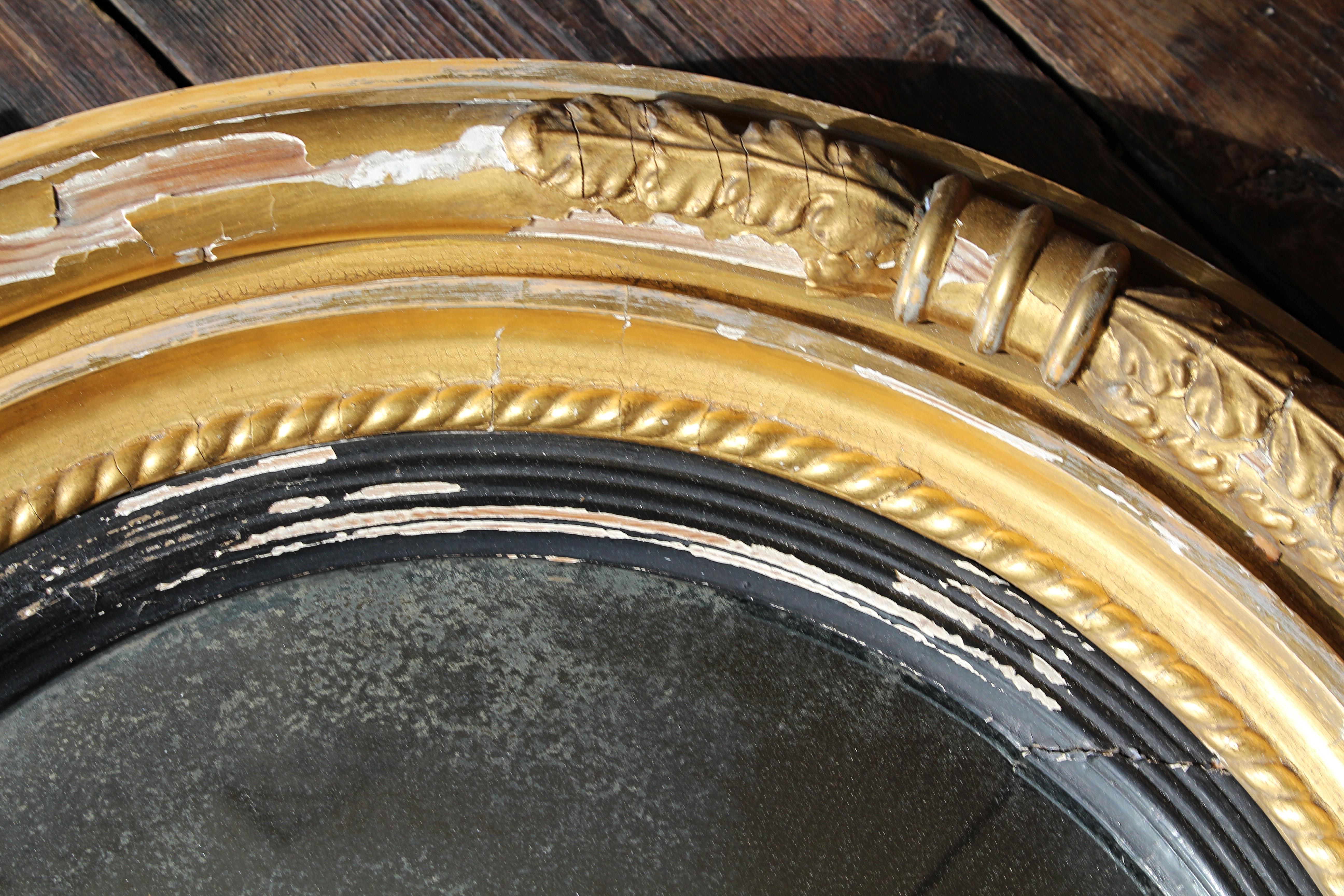 Early 19th Century William IV Gilt Convex Mirror Country House Antique For Sale 4