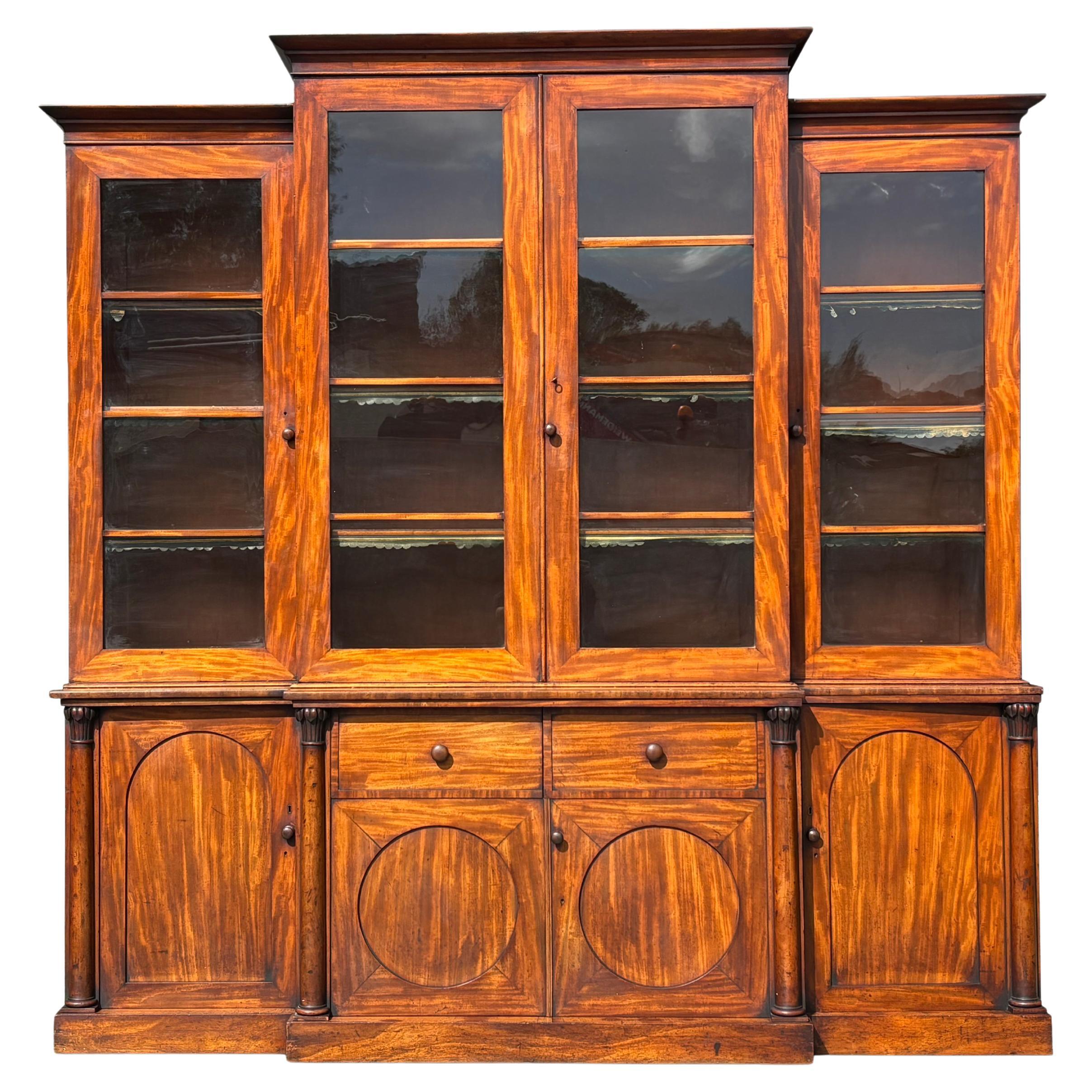 Frühes 19. Jahrhundert William IV Periode Breakfront Bibliothek Bücherregal