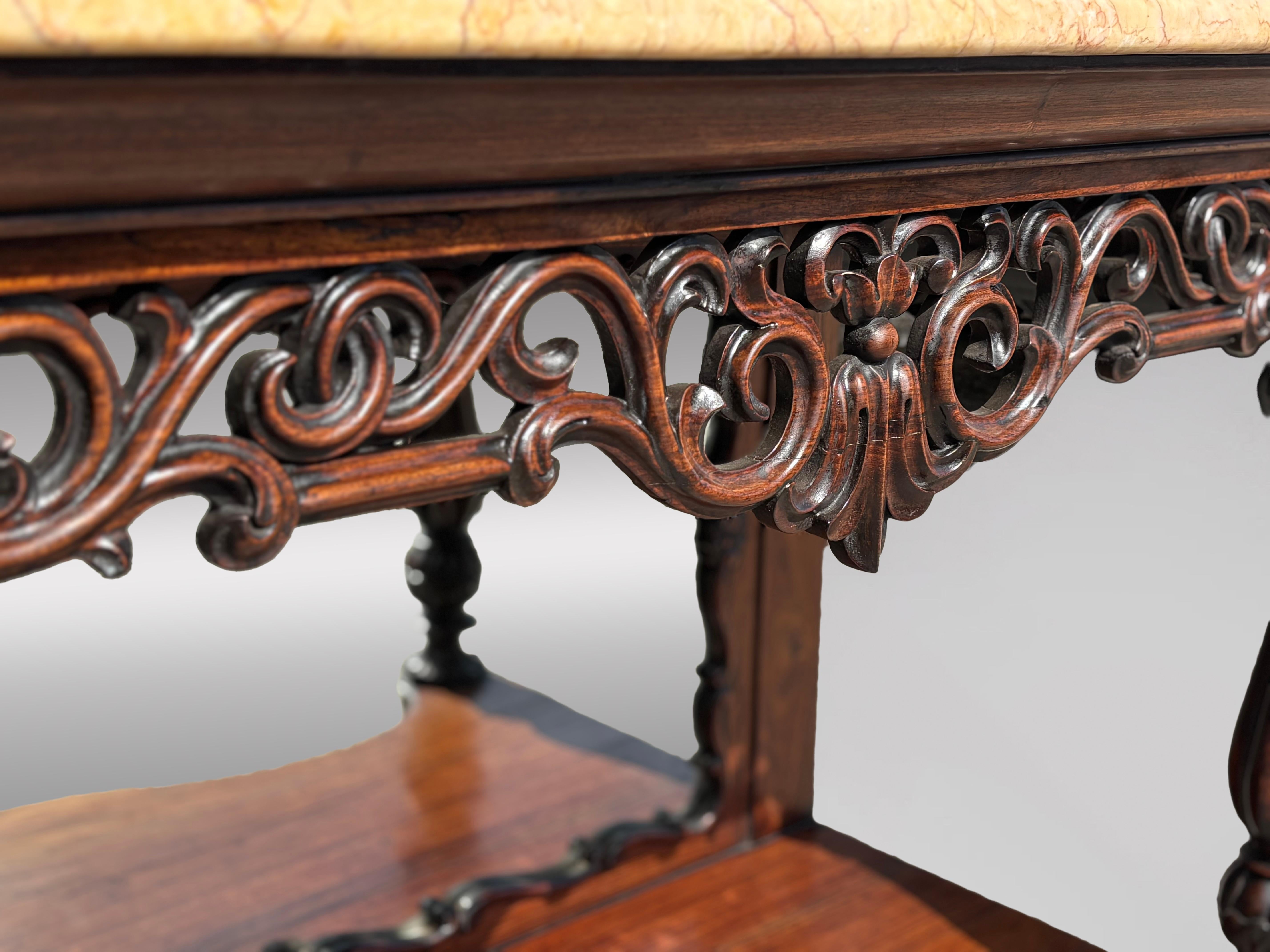 Consola con tapa de mármol de palisandro tallado de principios del siglo XIX, época de Guillermo IV en venta 8