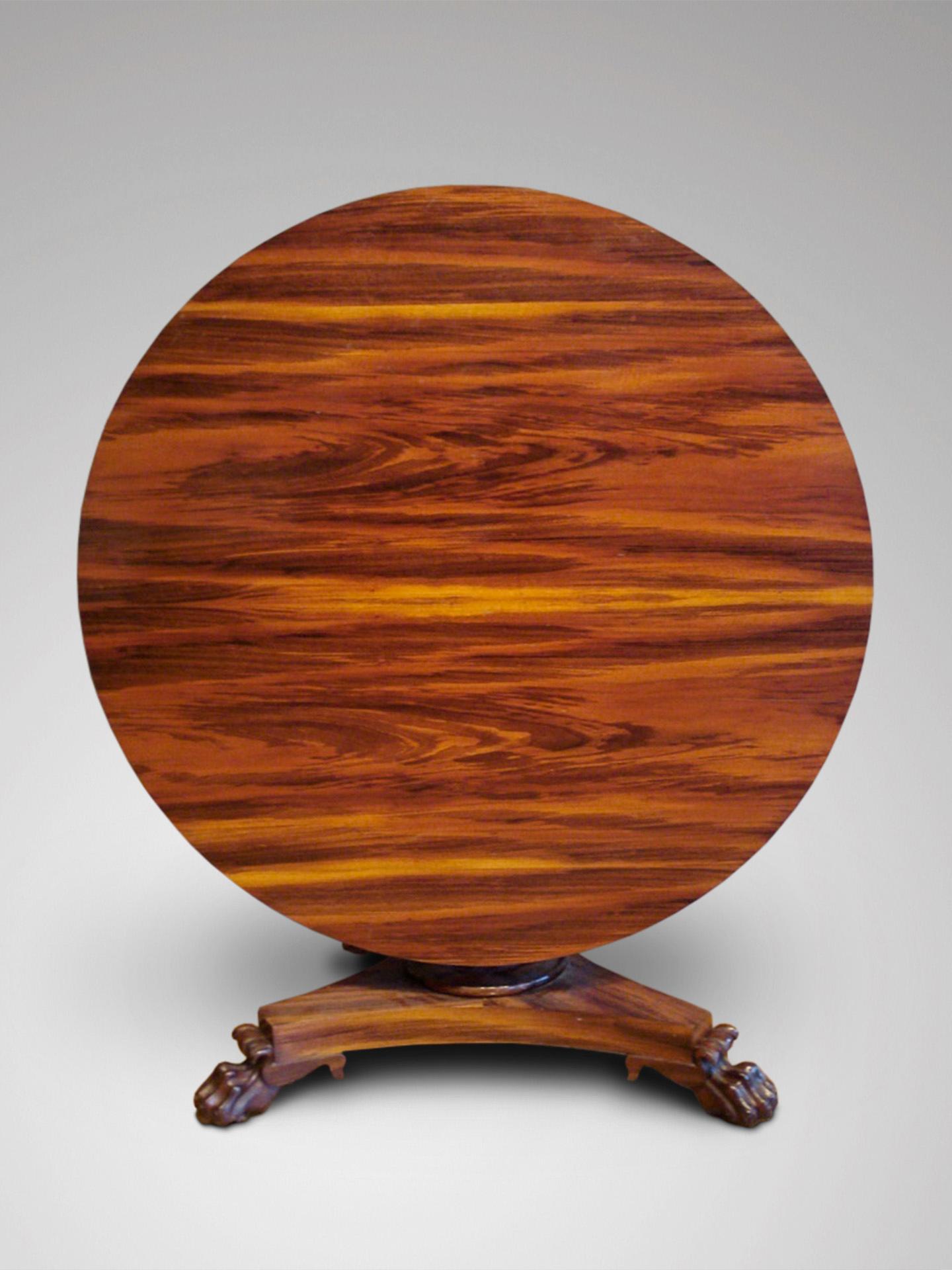 British Early 19th Century William IV Period Goncalo Alves Centre Table For Sale