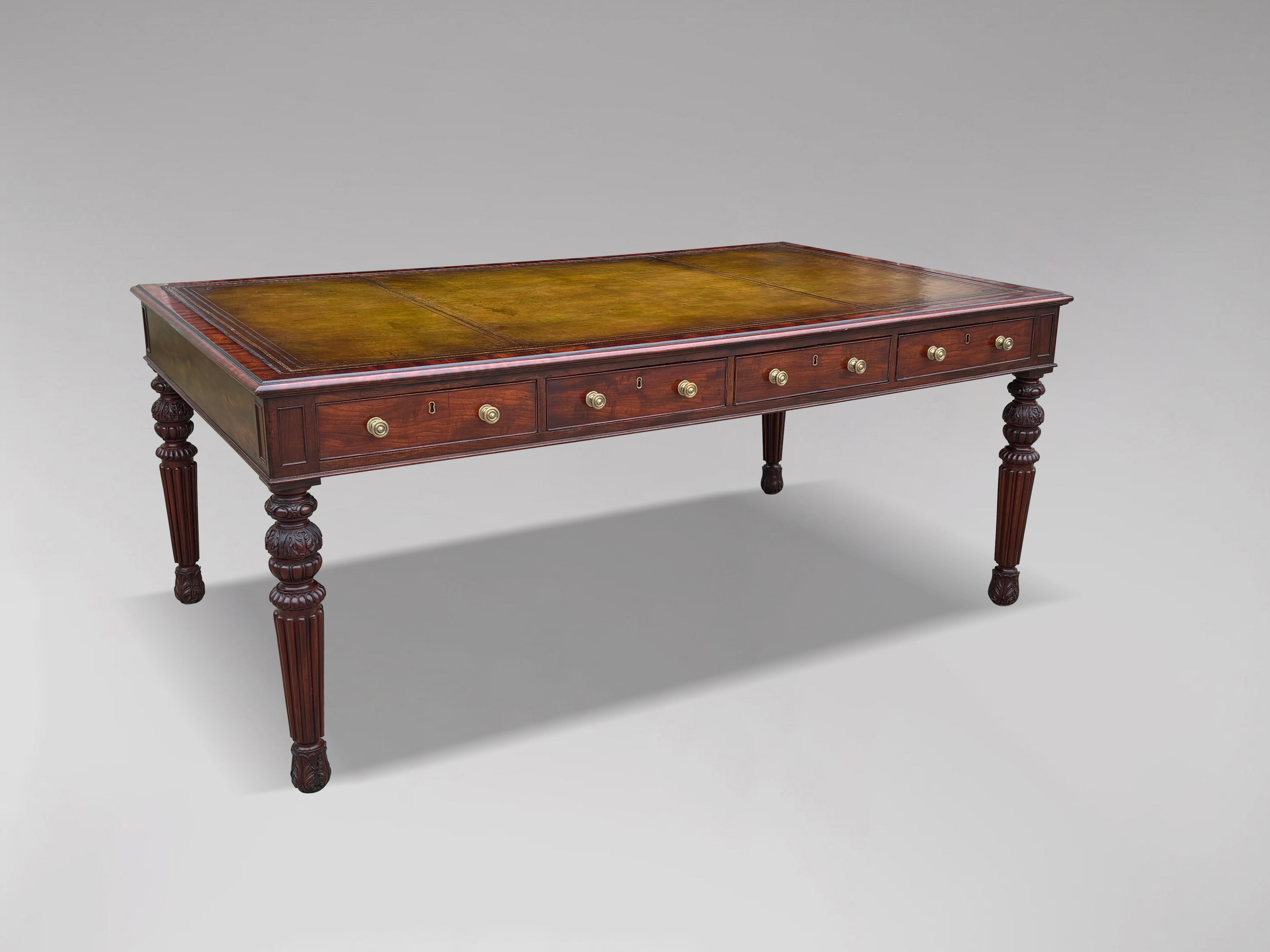 Early 19th Century William IV Period Library Partners Writing Table 4