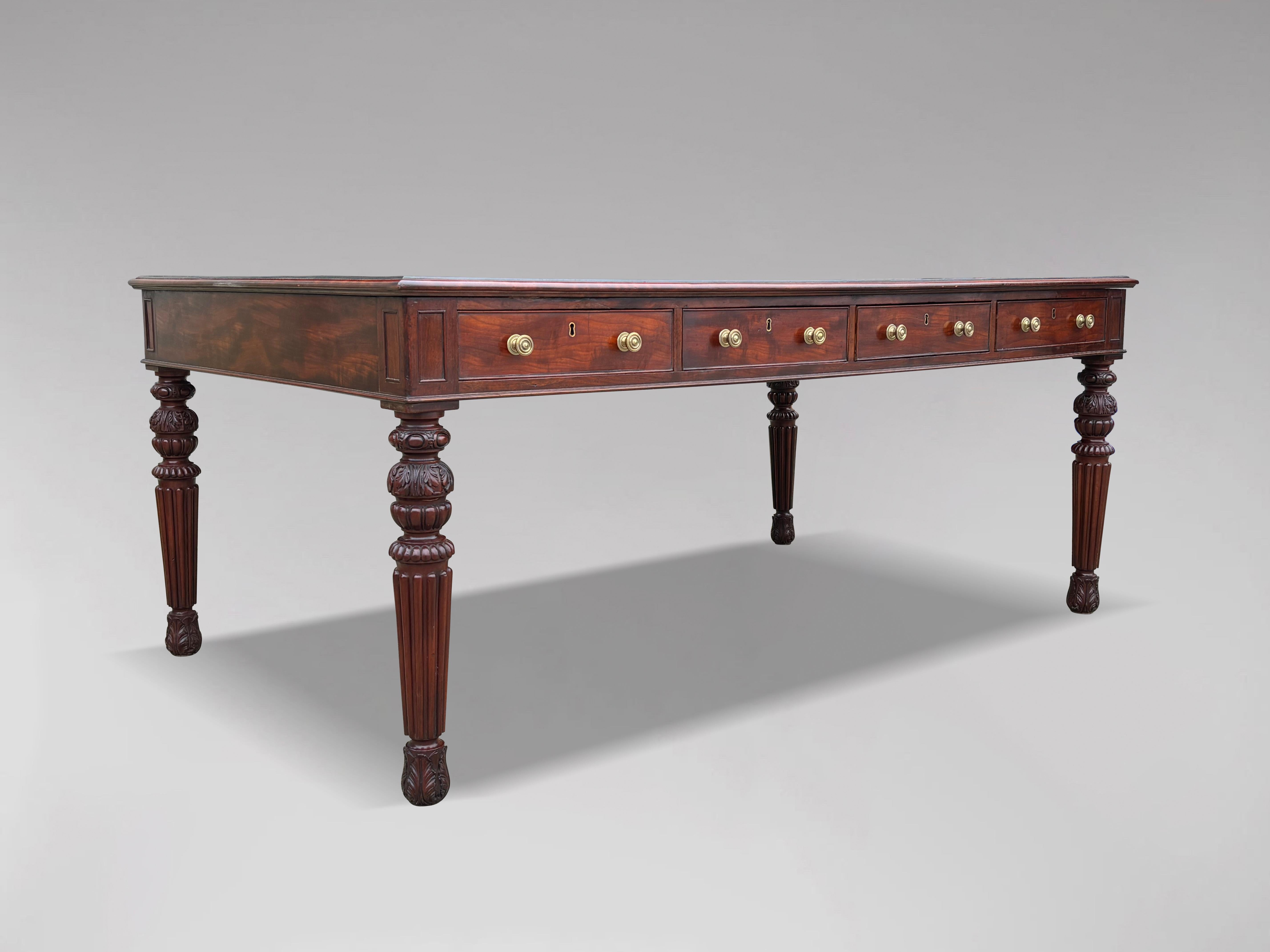 Early 19th Century William IV Period Library Partners Writing Table 5