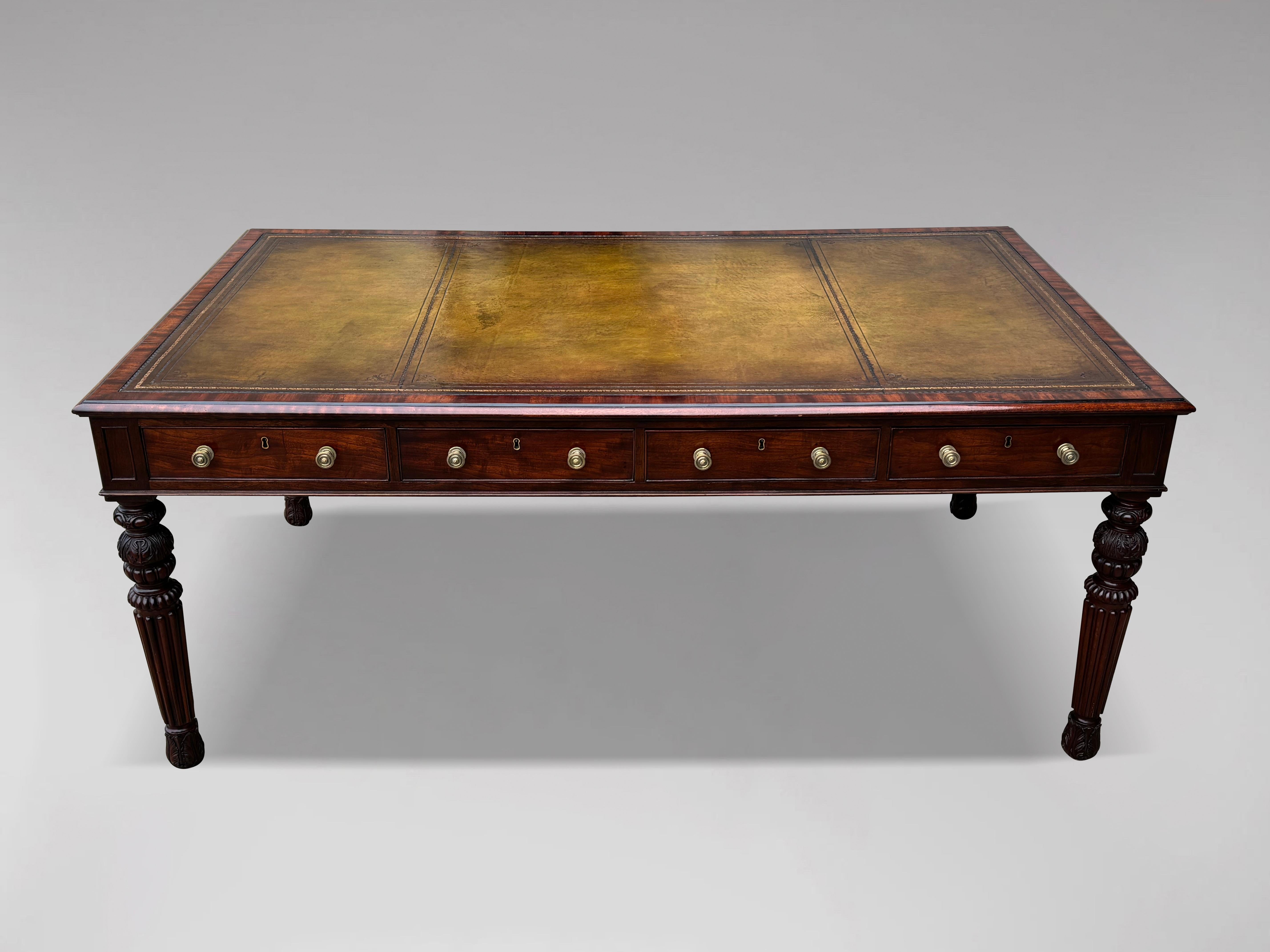 British Early 19th Century William IV Period Library Partners Writing Table