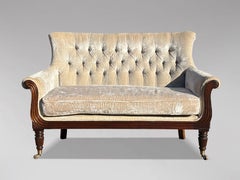 Early 19th Century William IV Period Lyre Shape Velvet Sofa