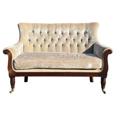 Early 19th Century William IV Period Lyre Shape Velvet Sofa