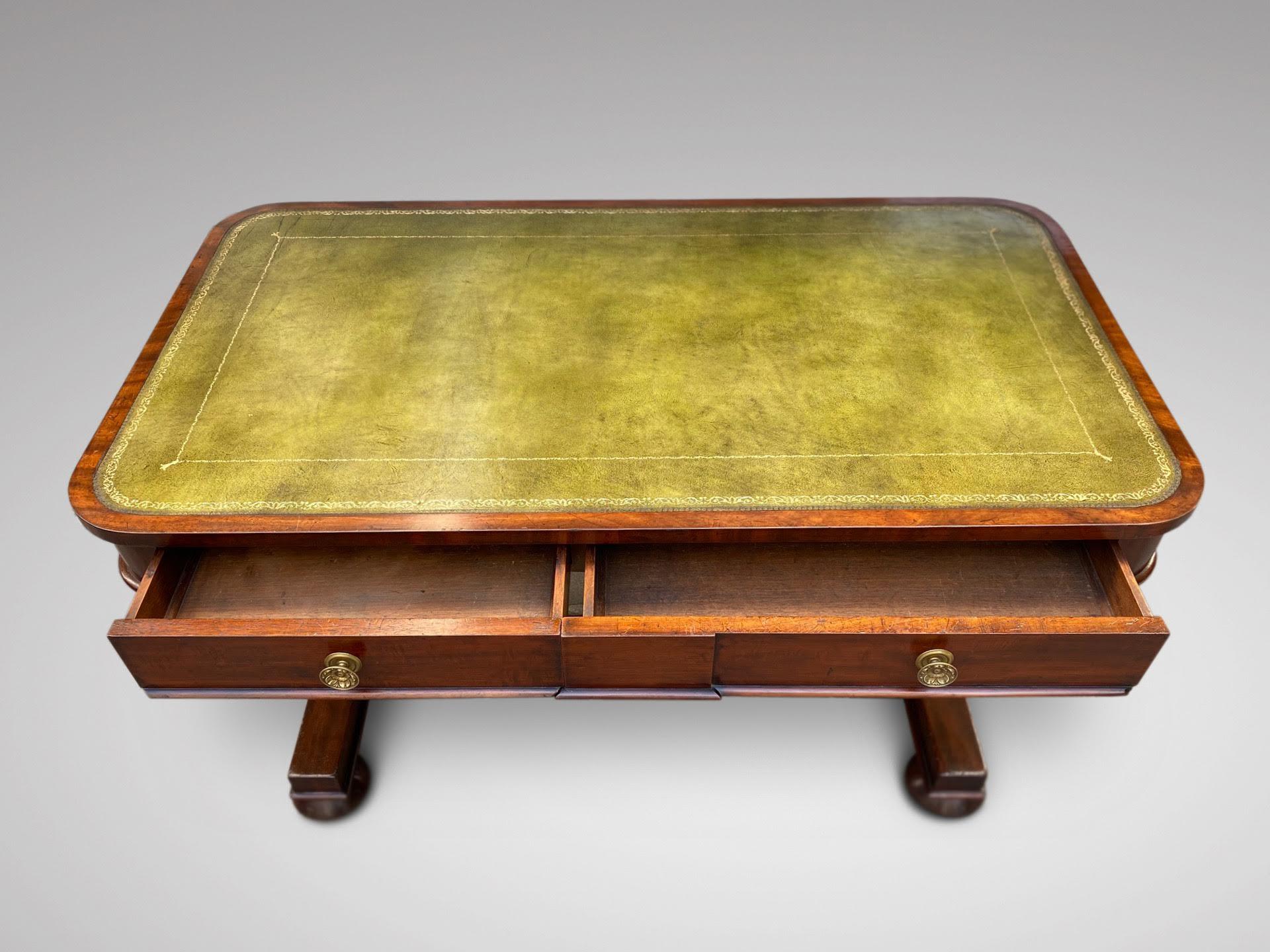 British Early 19th Century William IV Period Mahogany Library Writing Table For Sale