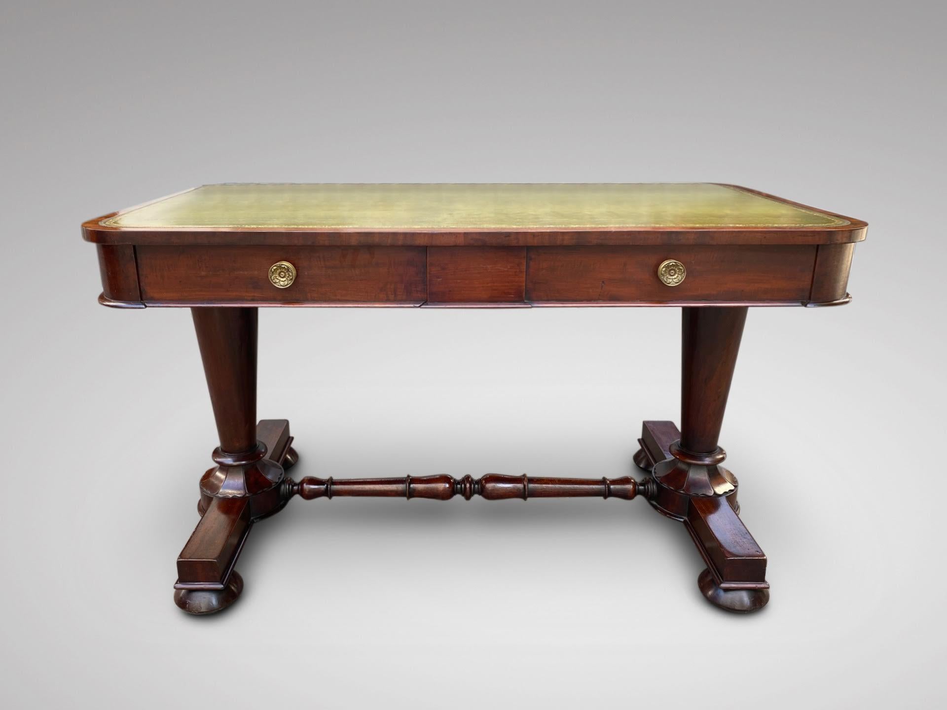 Polished Early 19th Century William IV Period Mahogany Library Writing Table For Sale