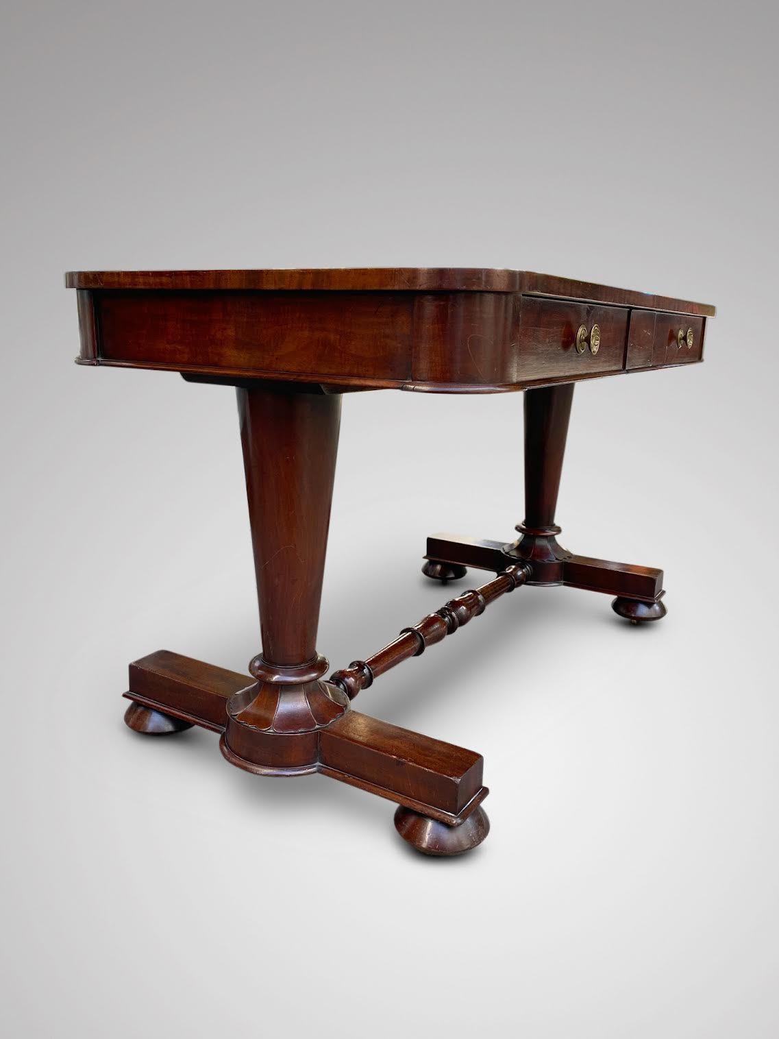 Brass Early 19th Century William IV Period Mahogany Library Writing Table For Sale