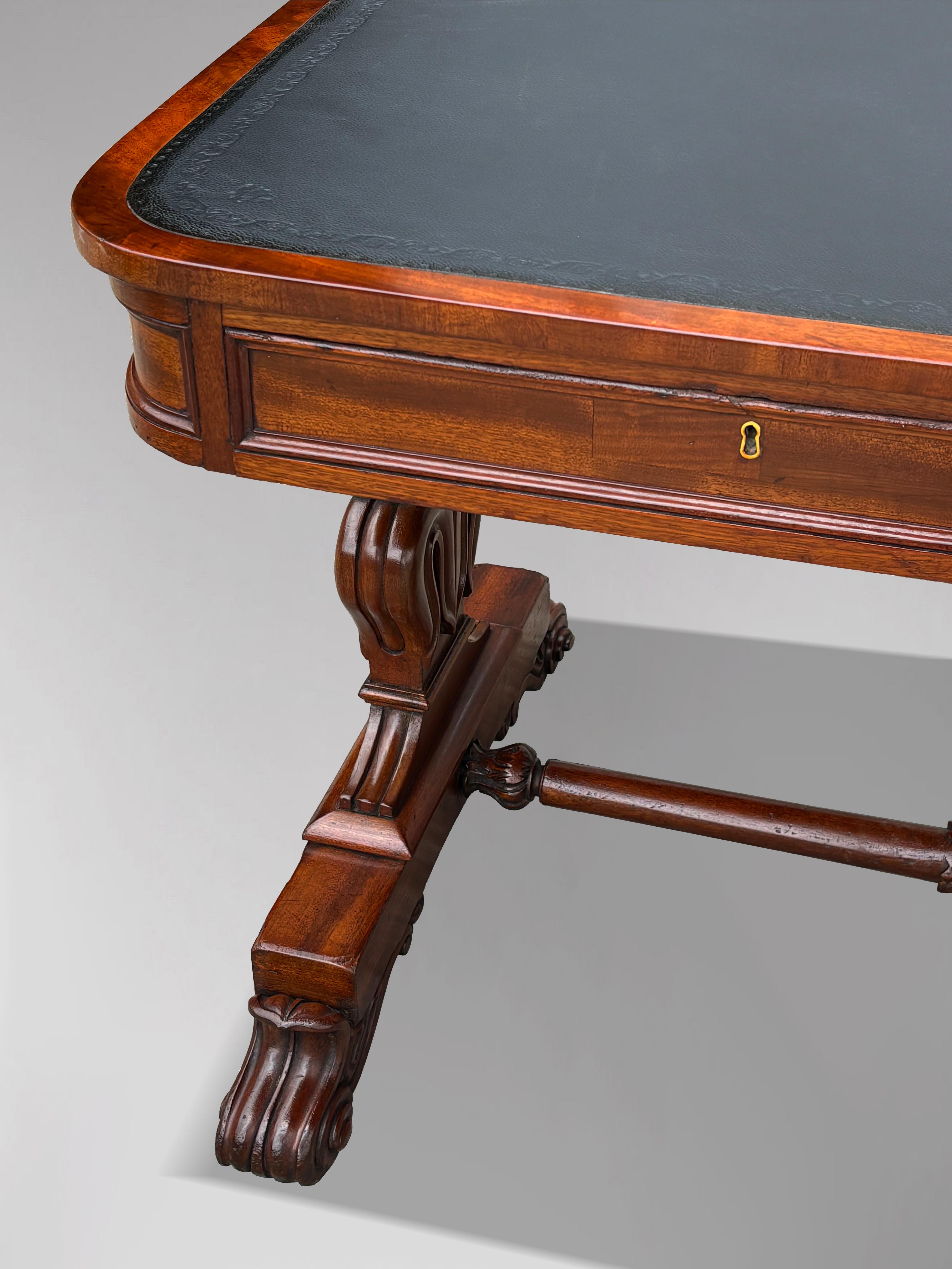 Early 19th Century William IV Period Mahogany Library Writing Table For Sale 1