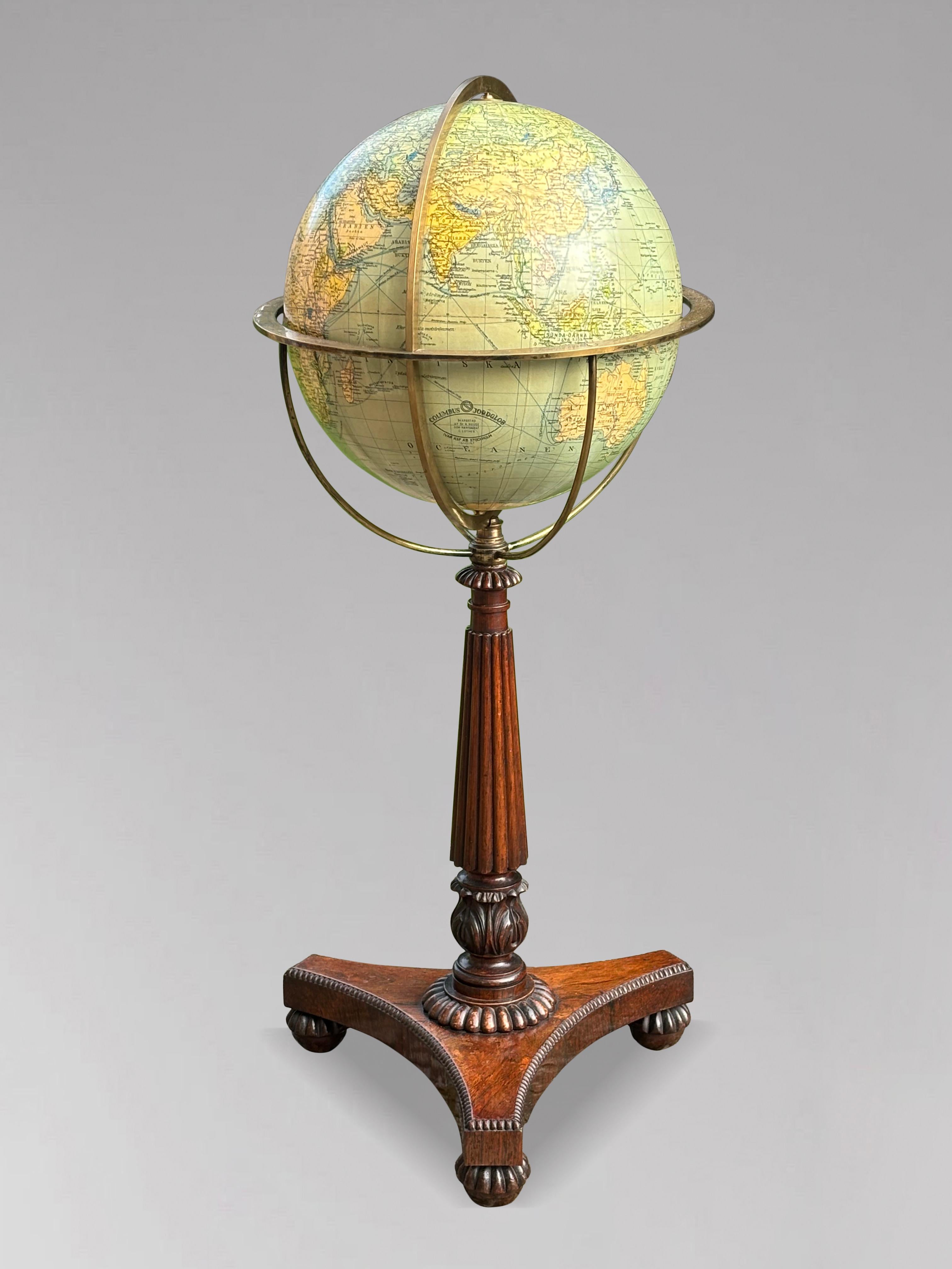 Attractive Early 19th Century William IV Period Rosewood Floor Standing Globe

This stunning early 19th-century William IV period rosewood floor-standing globe is not just a functional item; it’s a statement piece that beautifully combines history