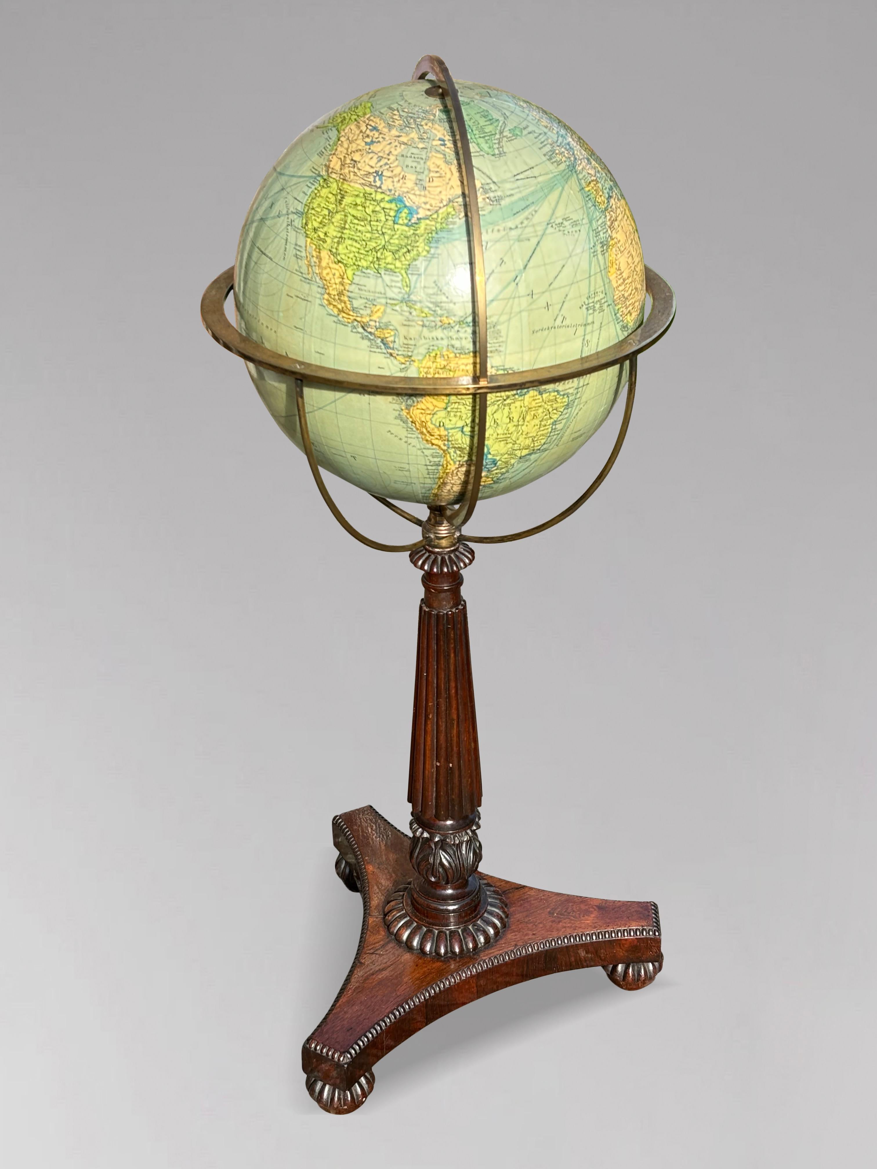British Early 19th Century William IV Period Rosewood Terrestrial Globe on Stand For Sale
