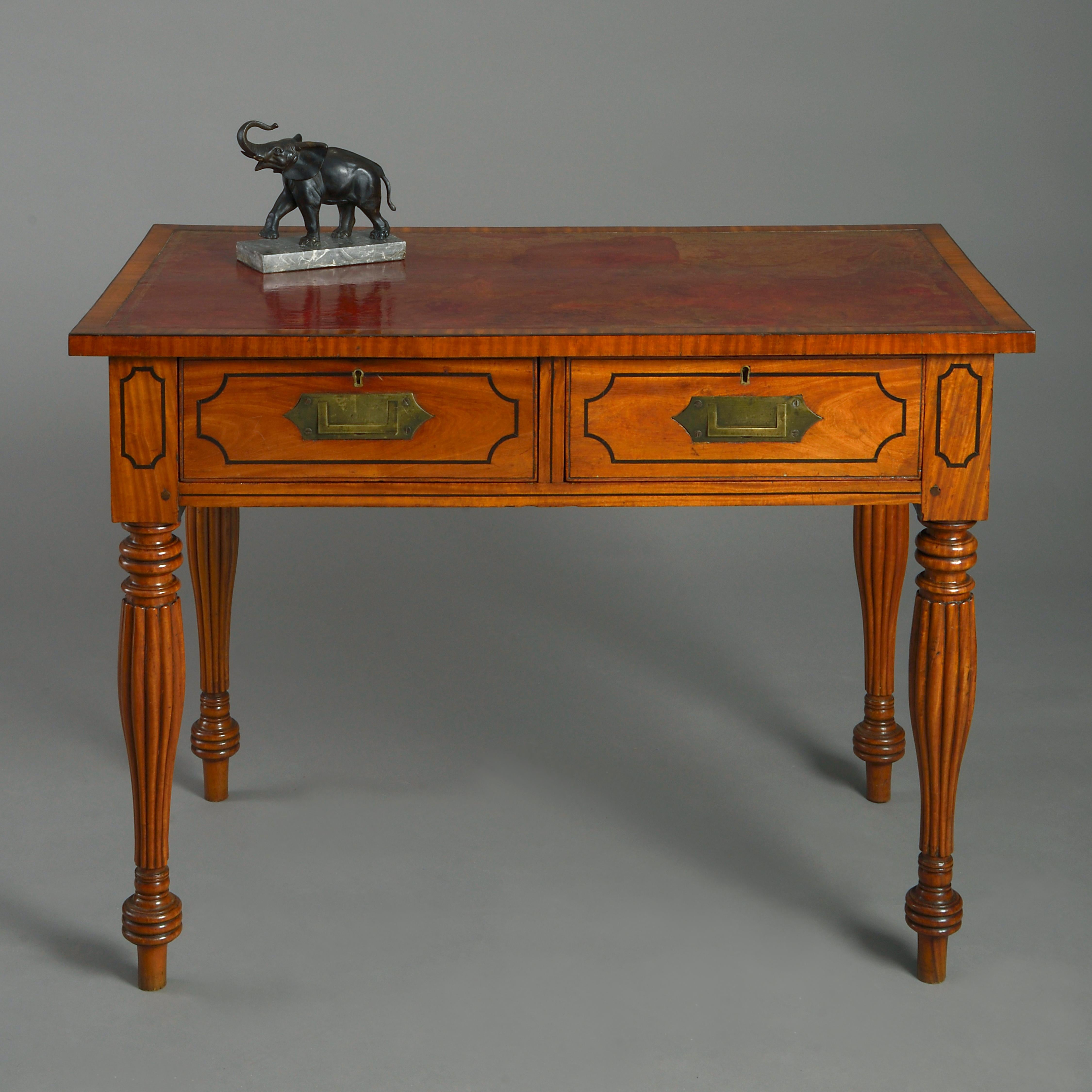 Indian Early 19th Century William IV Period Satinwood Campaign Desk