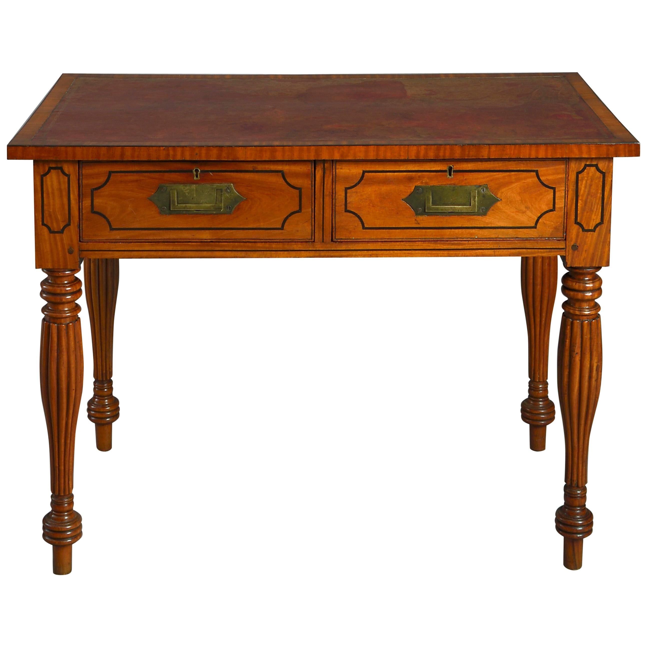 Early 19th Century William IV Period Satinwood Campaign Desk