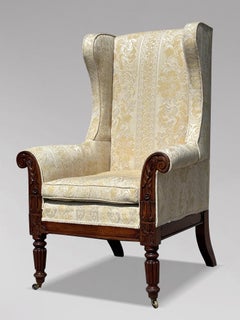 Early 19th Century William IV Period Upholstered High Back Wing Armchair