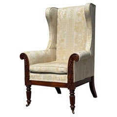 Early 19th Century William IV Period Upholstered High Back Wing Armchair
