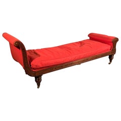 Early 19th Century William IV Scroll End Chaise Longue with Vintage Upholstery
