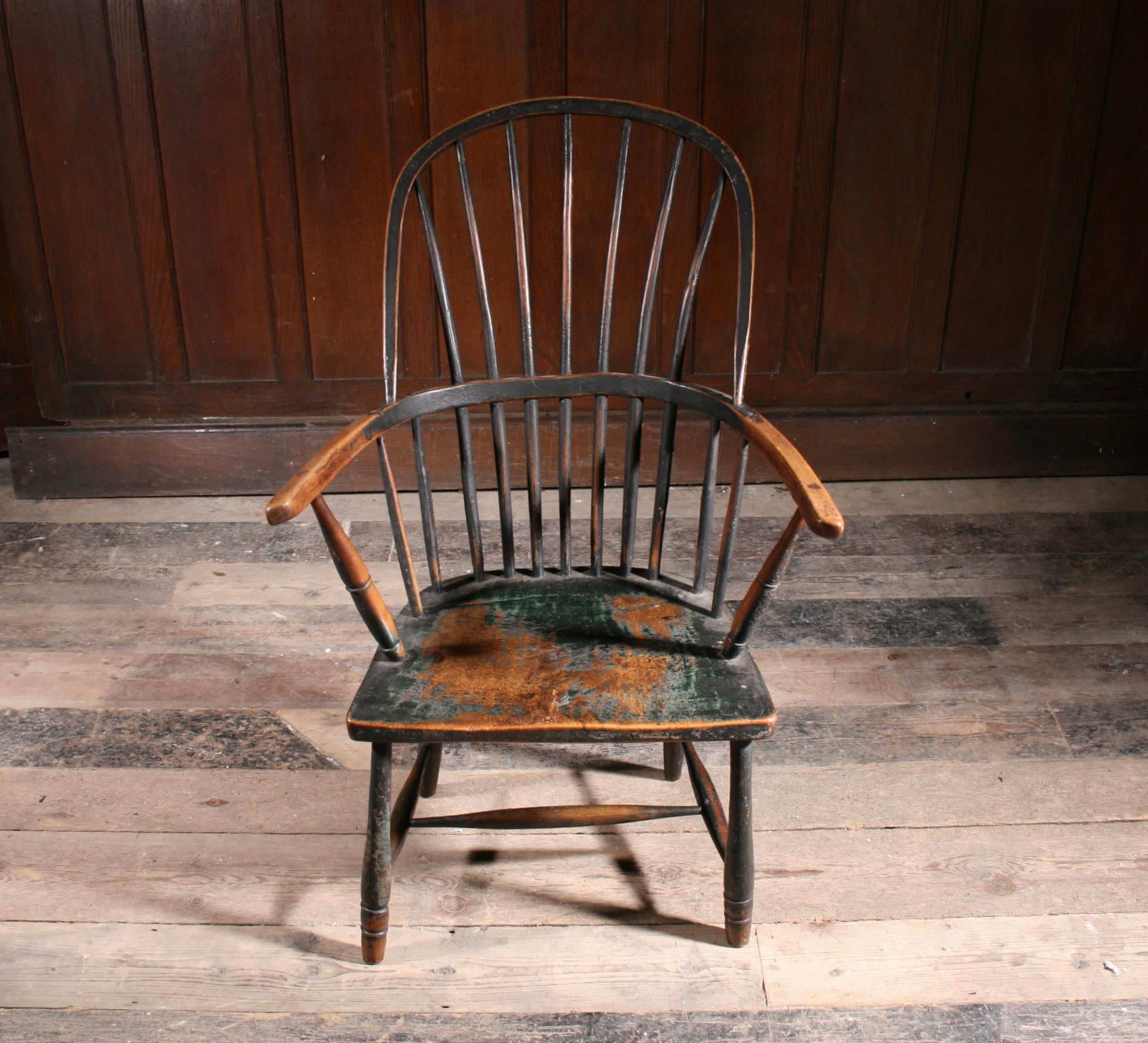 Sedia Windsor dei primi del XIX secolo con vernice originale in vendita 4