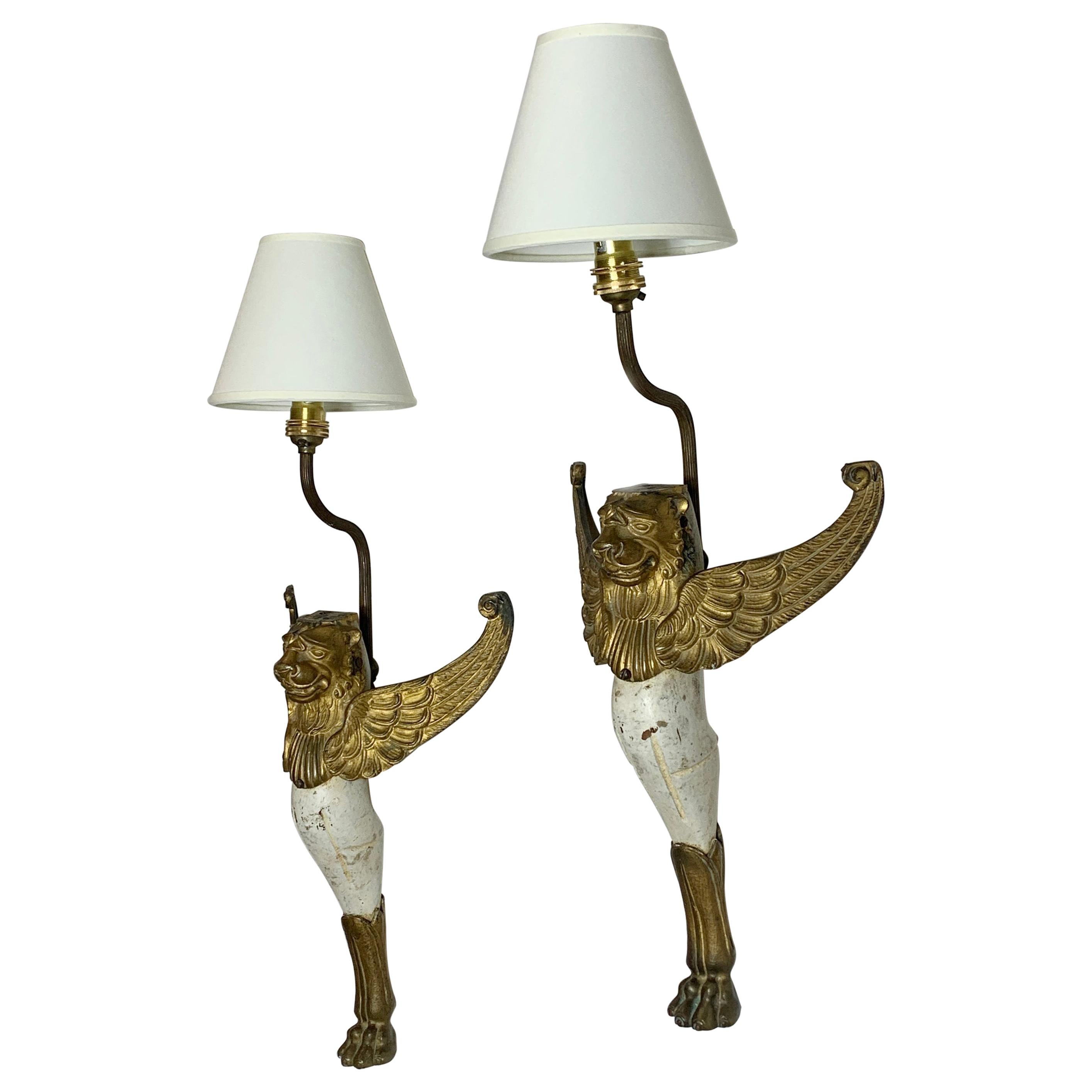 Early 19th Century, Winged Griffin Wall Lights