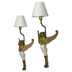 Antique Early 19th Century, Winged Griffin Wall Lights